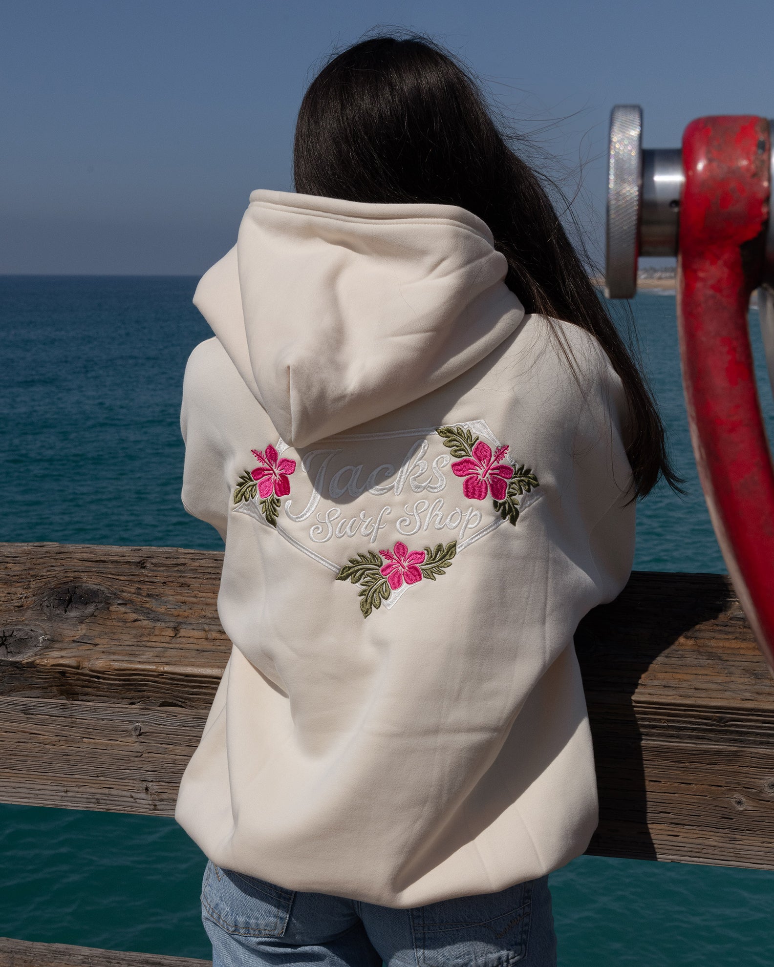 Tropic Lam Embroidered Pullover Hoodie - Natural