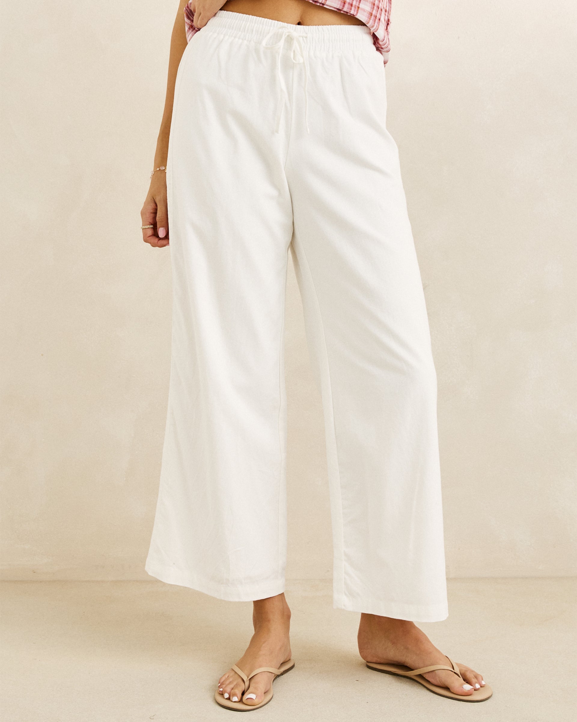 Rhythm Women's Annabelle Lace Trim Beach Pant - White - $75.00 at Jack's Surfboards