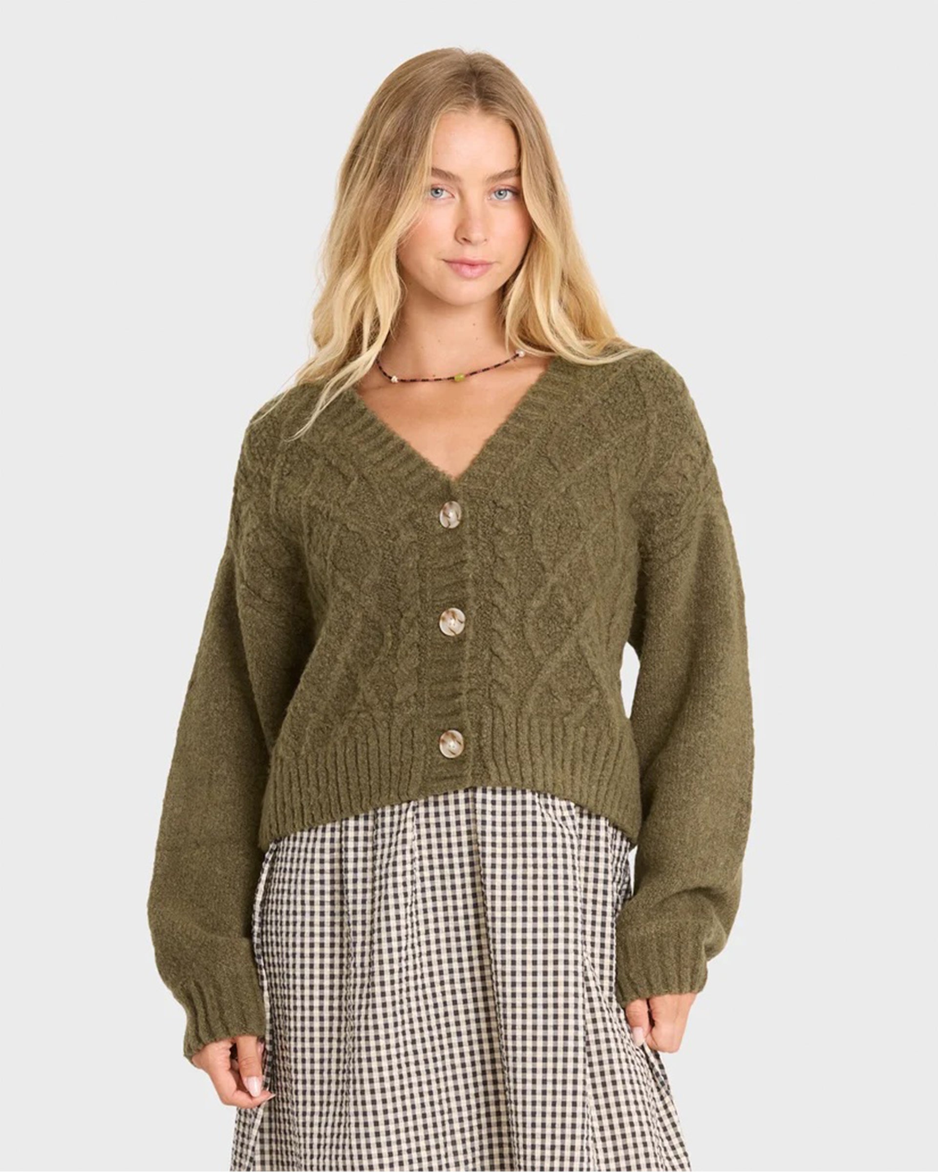 Women's August V-Neck Cardigan Sweater - Canteen