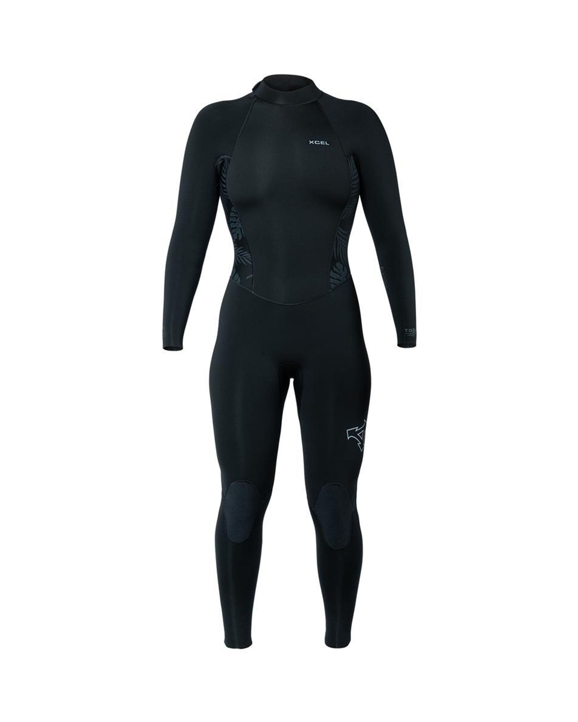 Women's Axis Back Zip Full Wetsuit 5/4mm - Black/Palm-Monstera Print