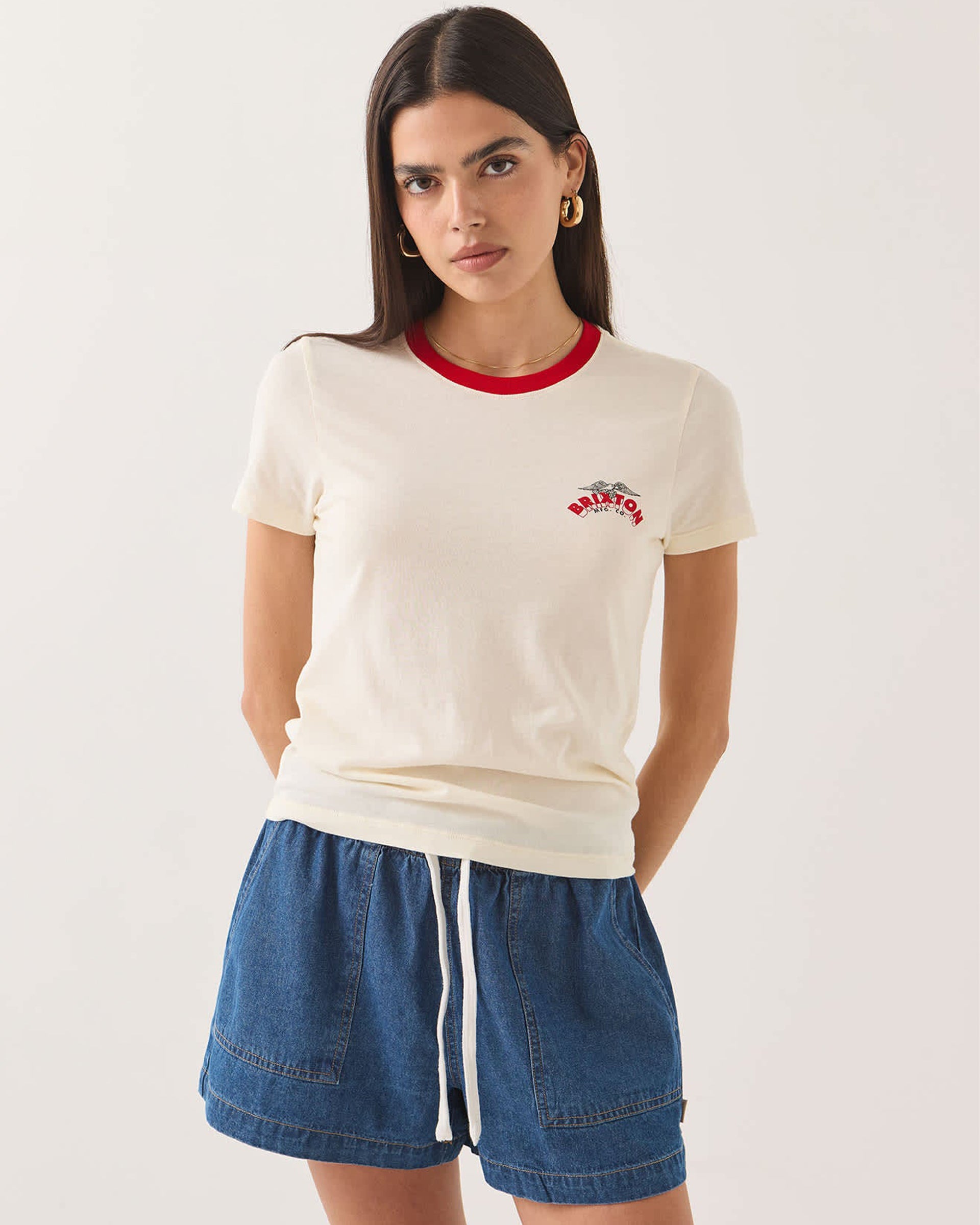 Women's Banner Slim Crew S/S T-Shirt - Off White