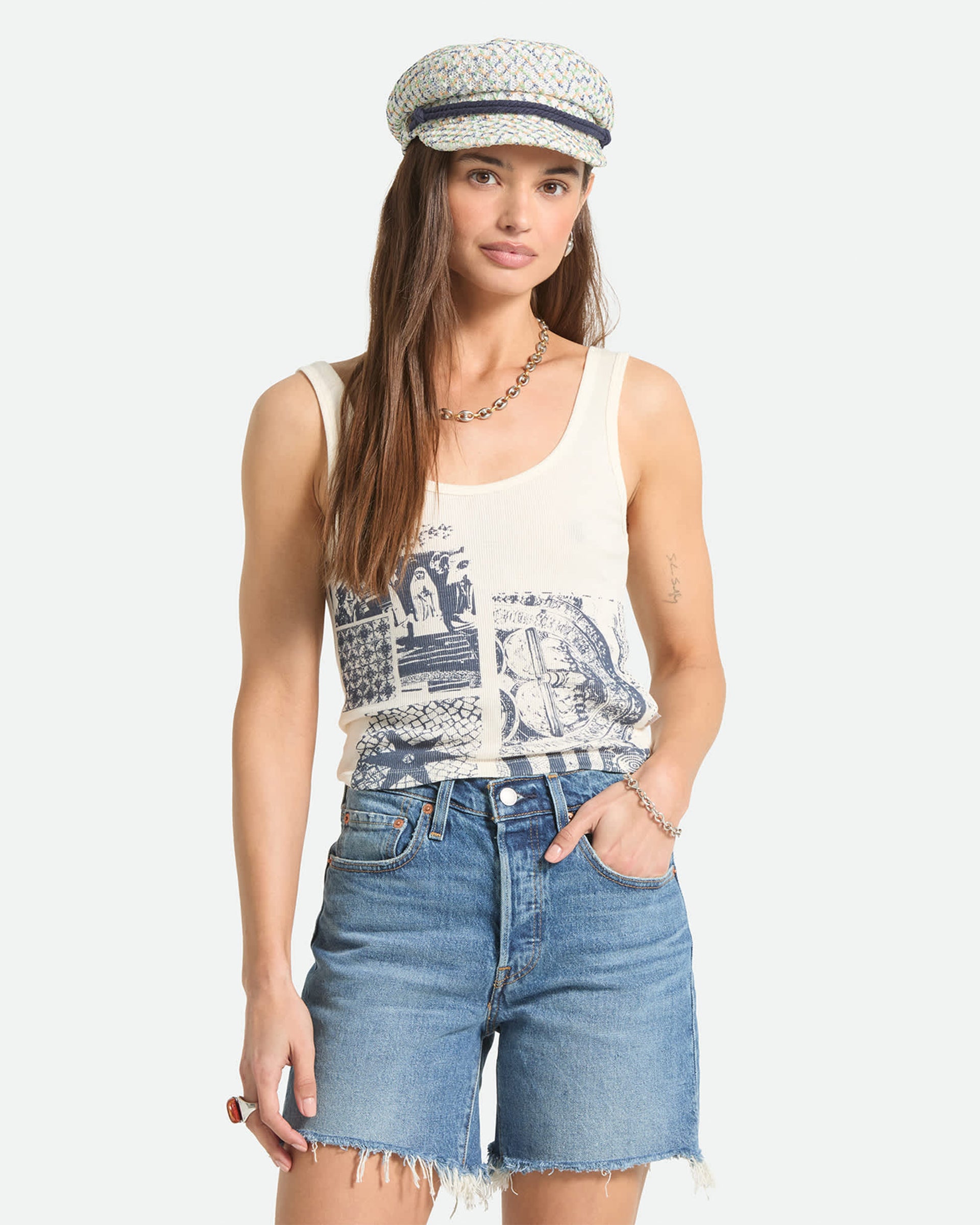 Women's Collage A-Tank - Off White