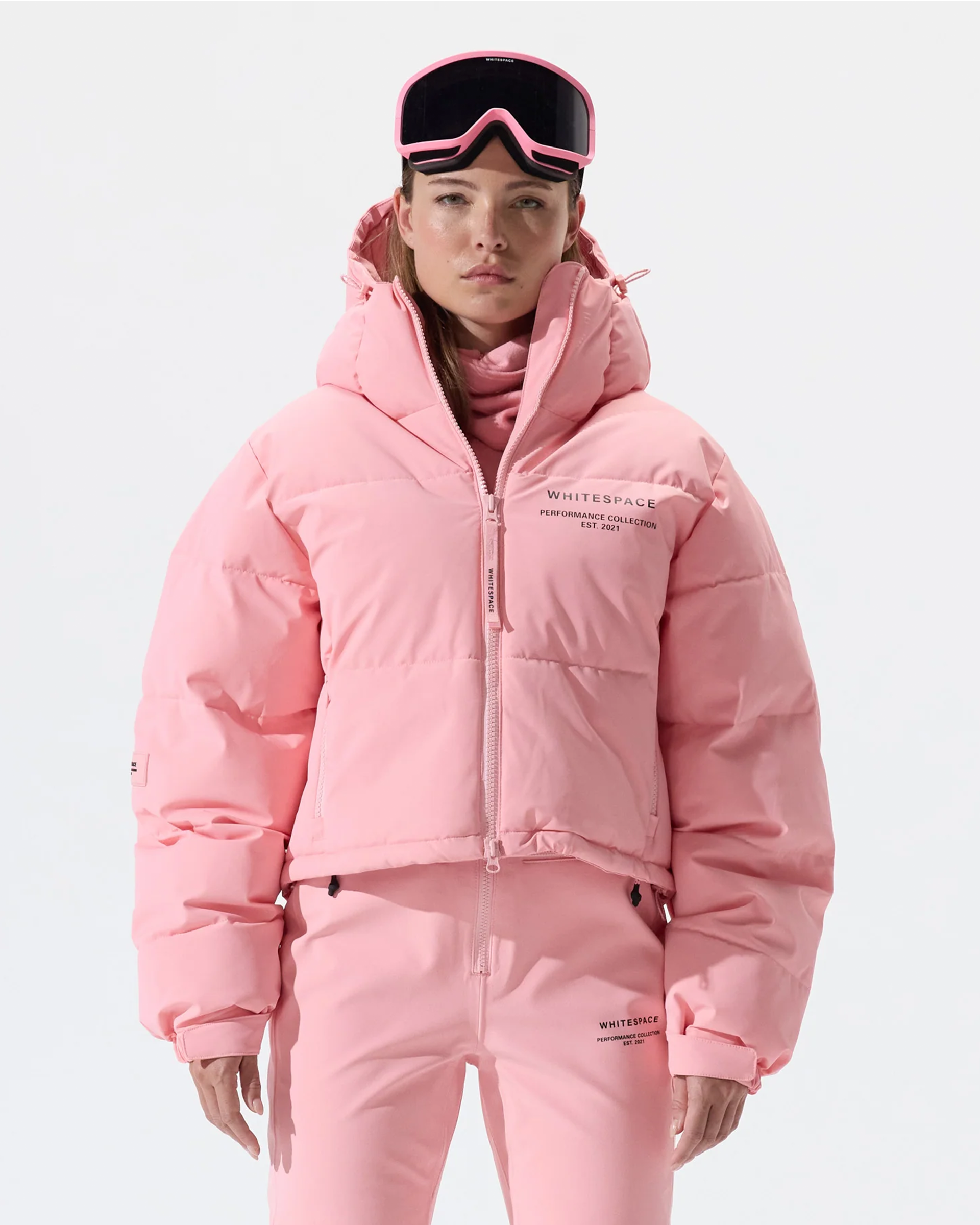 Women's Cropped Puffer Jacket - Pink Icing