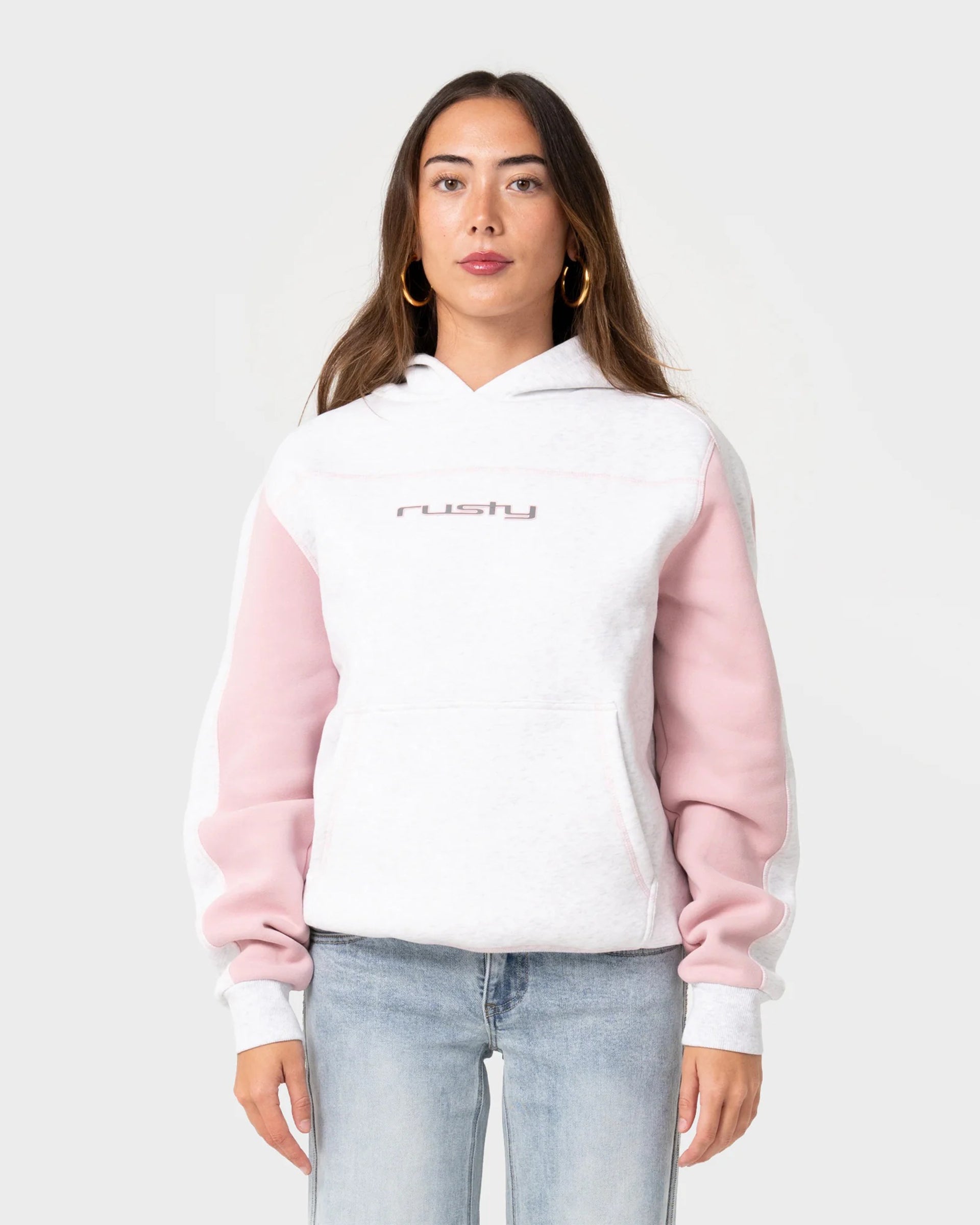 Rusty Women's Cyberwaves Oversized Hood - Ecru Marle/Pink - $85.00 at Jack's Surfboards