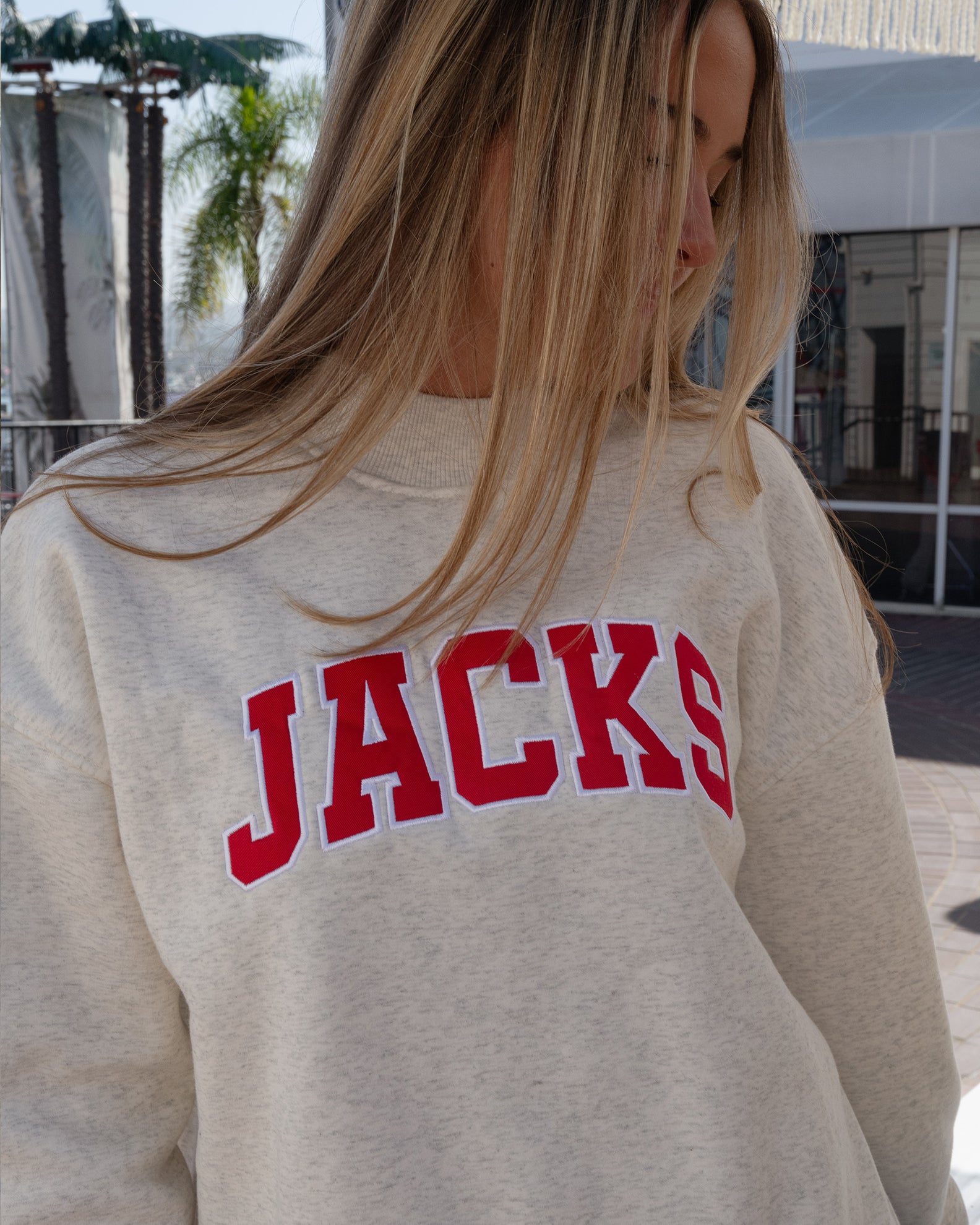 Jack's Surfboards Jacks Mockneck Embroidered Sweatshirt - Oat Heather - $49.99 at Jack's Surfboards