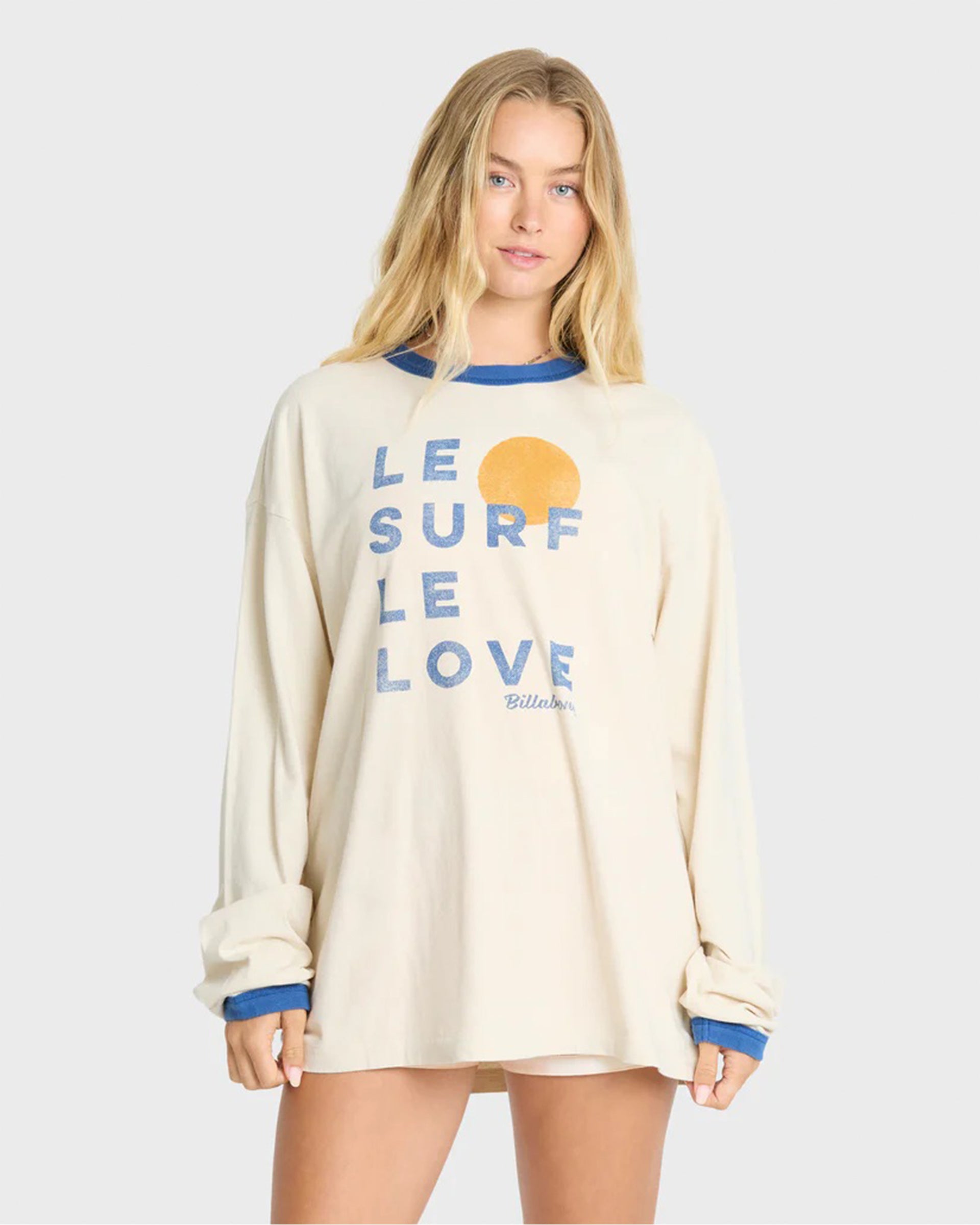 Billabong Women's Le Love Surf Ringer L/S T-Shirt - White Cap - $49.95 at Jack's Surfboards