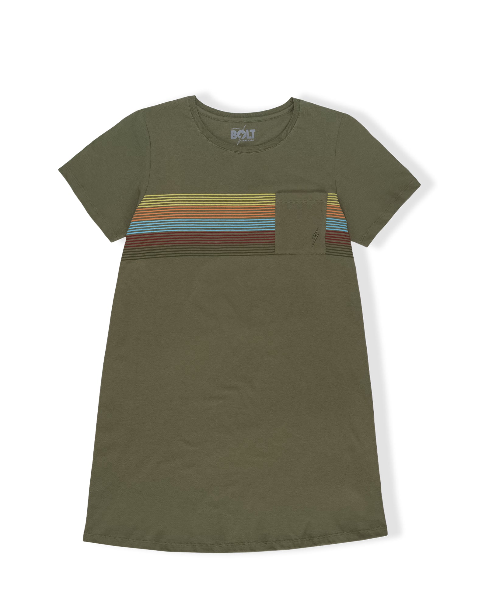 Lightning Bolt Women's Lightning Bolt Multi Line S/S Dress - Safari Green - $22.50 at Jack's Surfboards