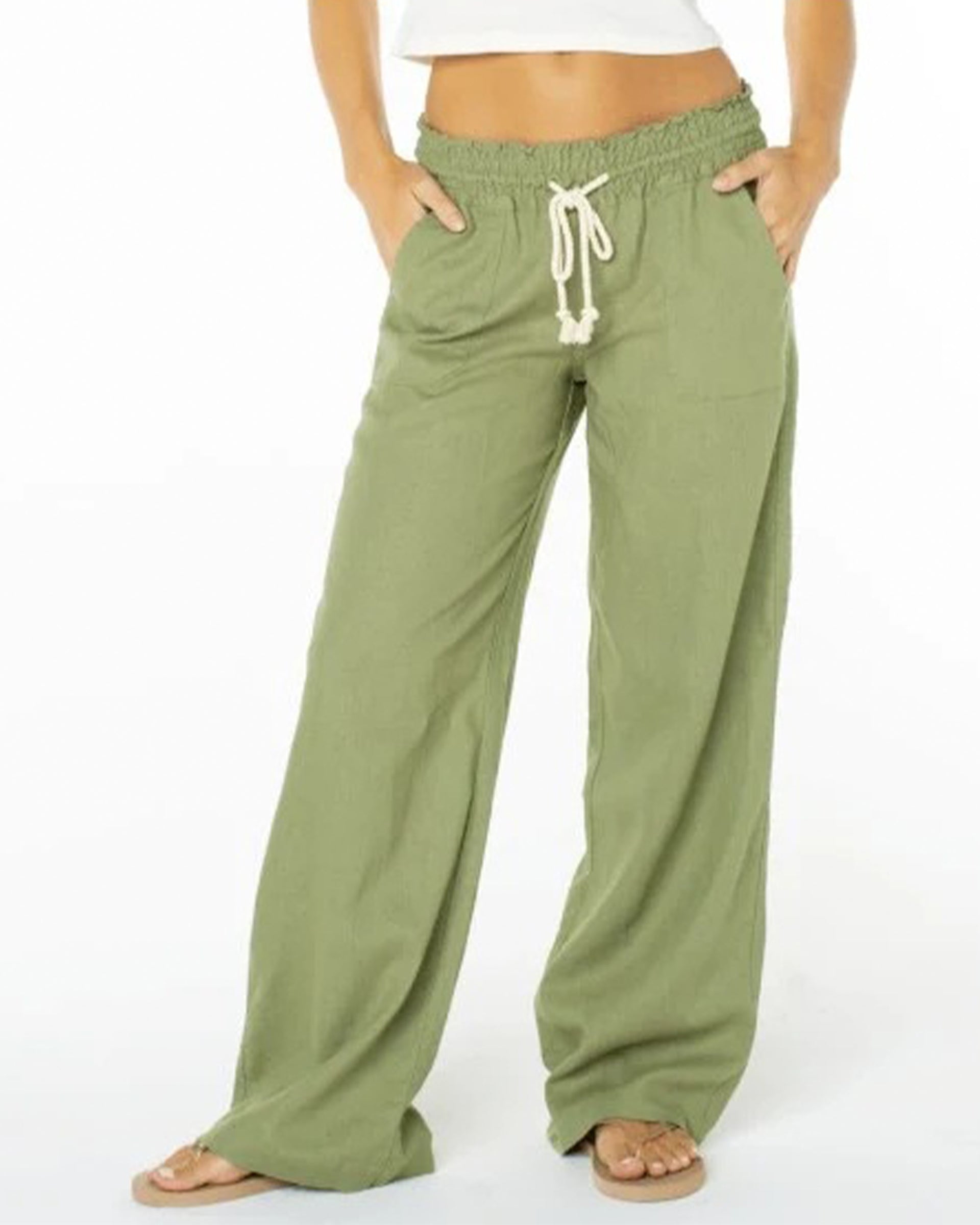 Women's Oceanside Wide Leg Pant - Oil Green