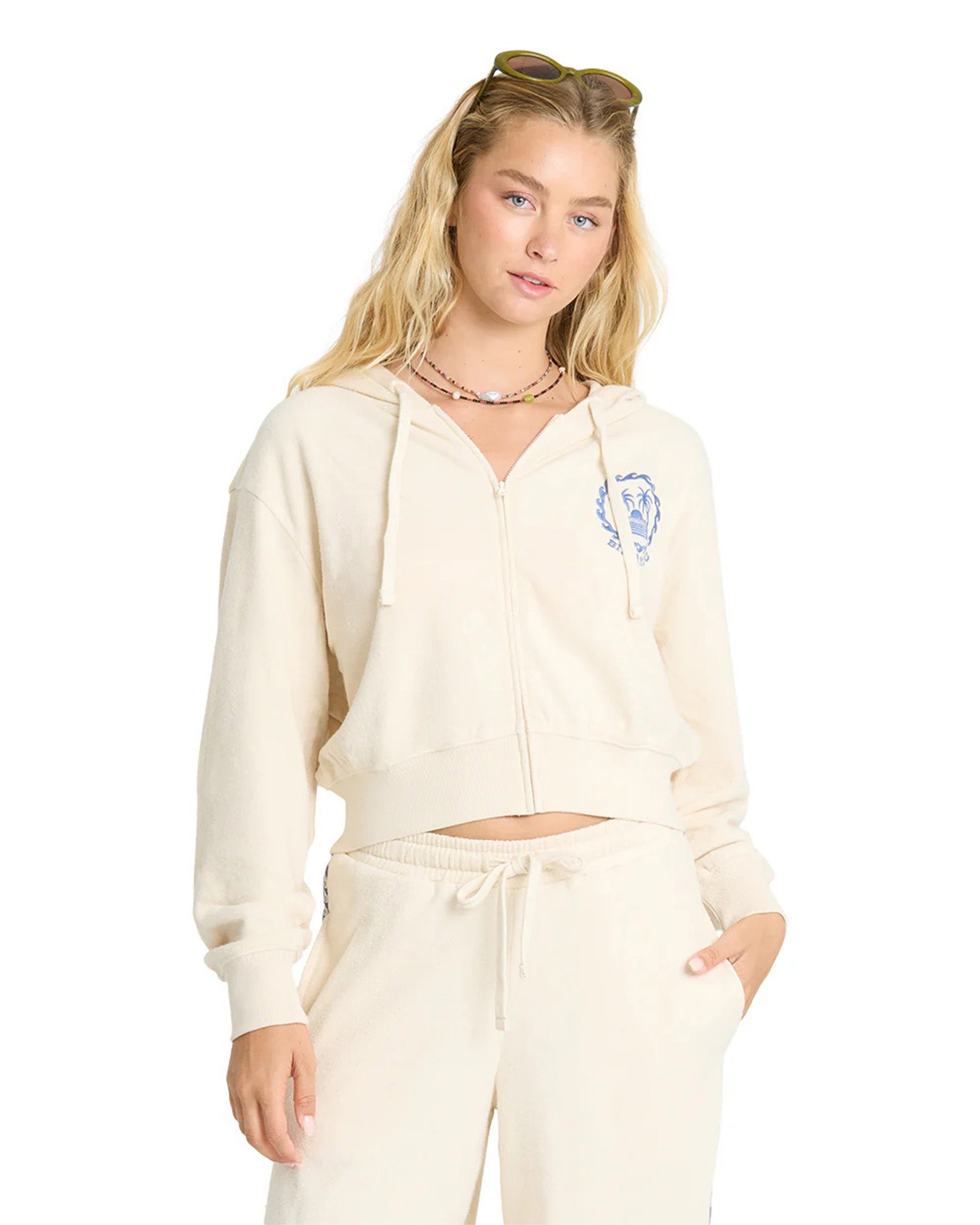 Billabong Women's Palm 73 Zip-Up Hoodie - White Cap - $65.95 at Jack's Surfboards