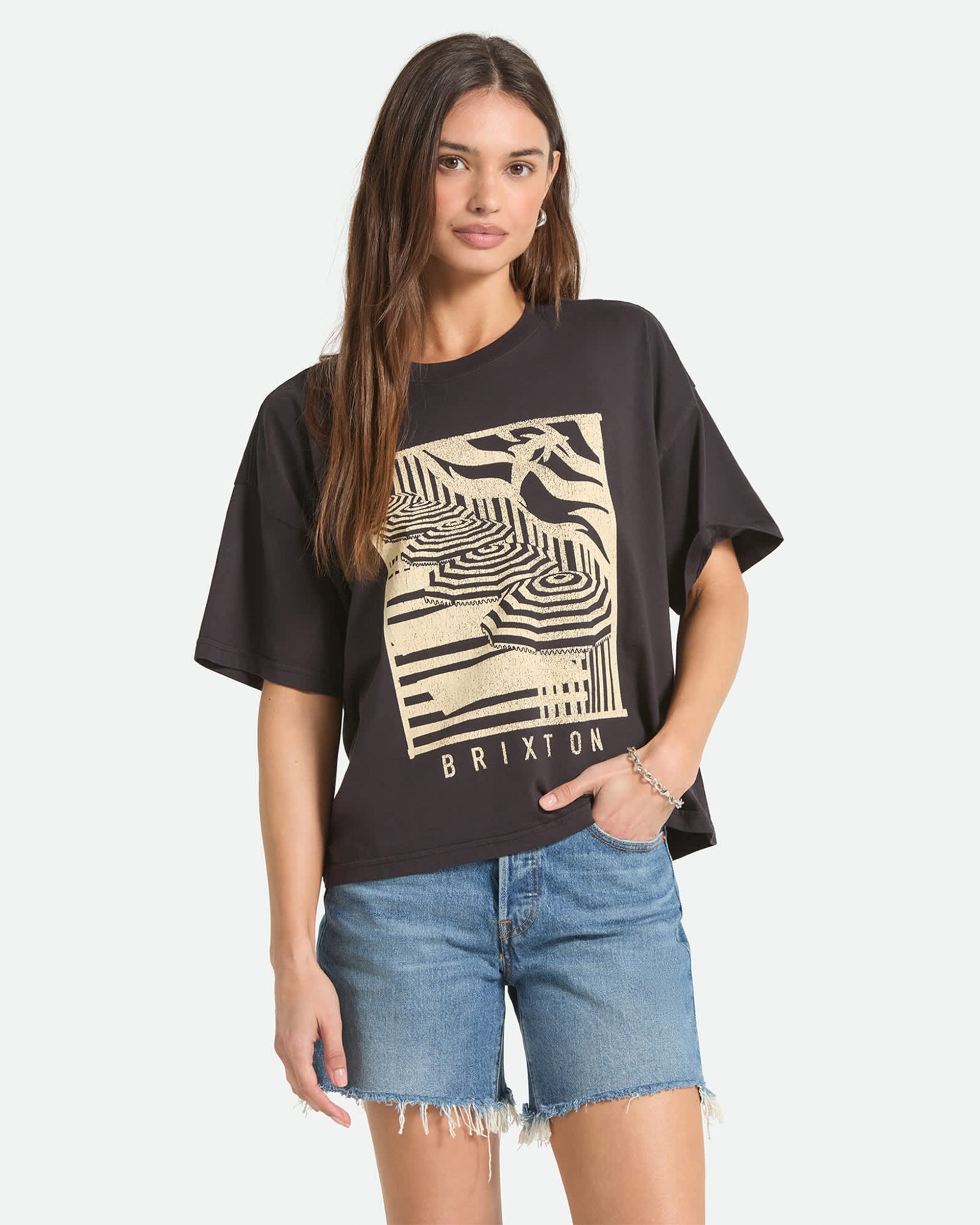 Women's Poolside Boxy Crew S/S T-Shirt - Washed Black