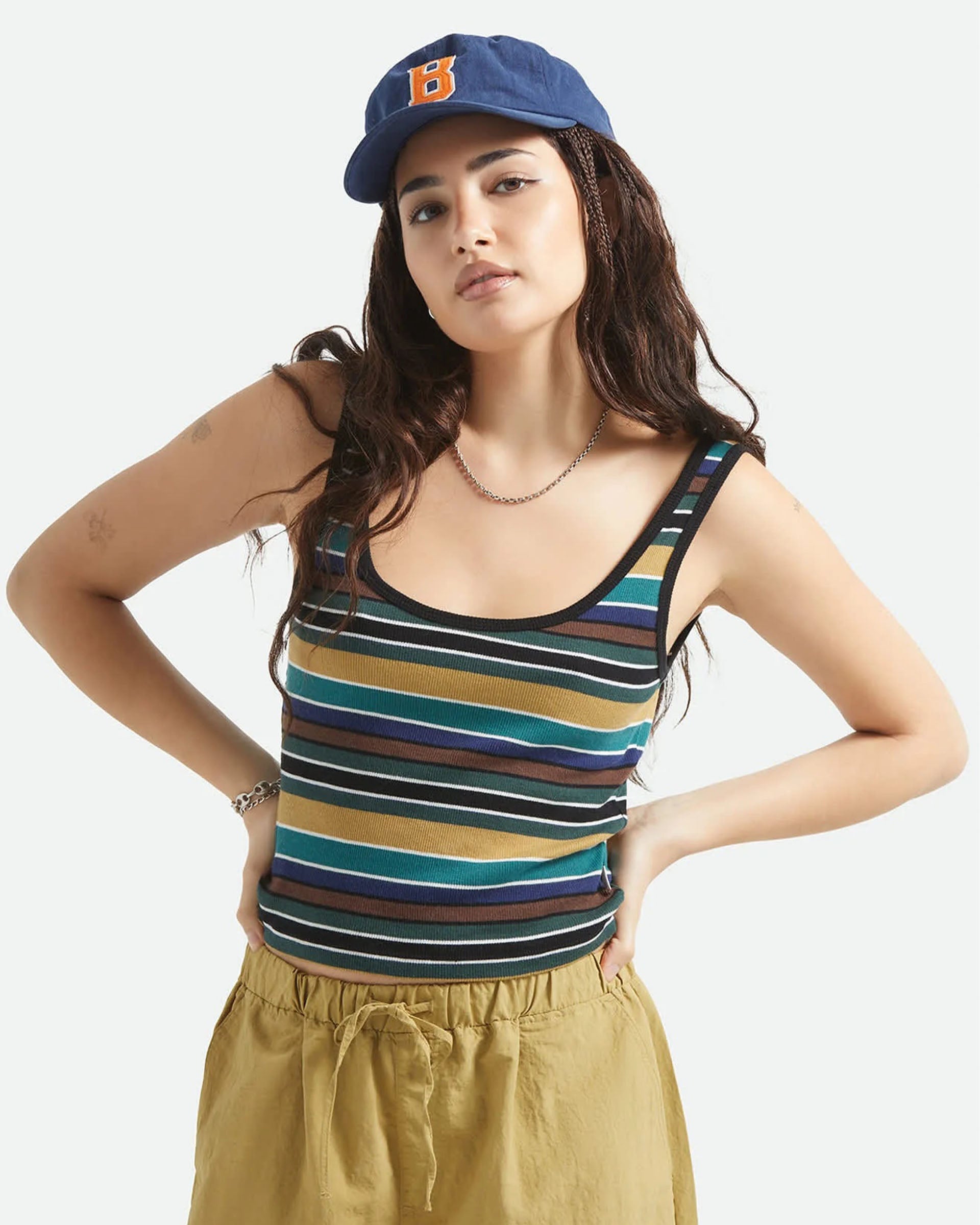 Women's Ringer Organic A-Tank - Multi Retro Stripe