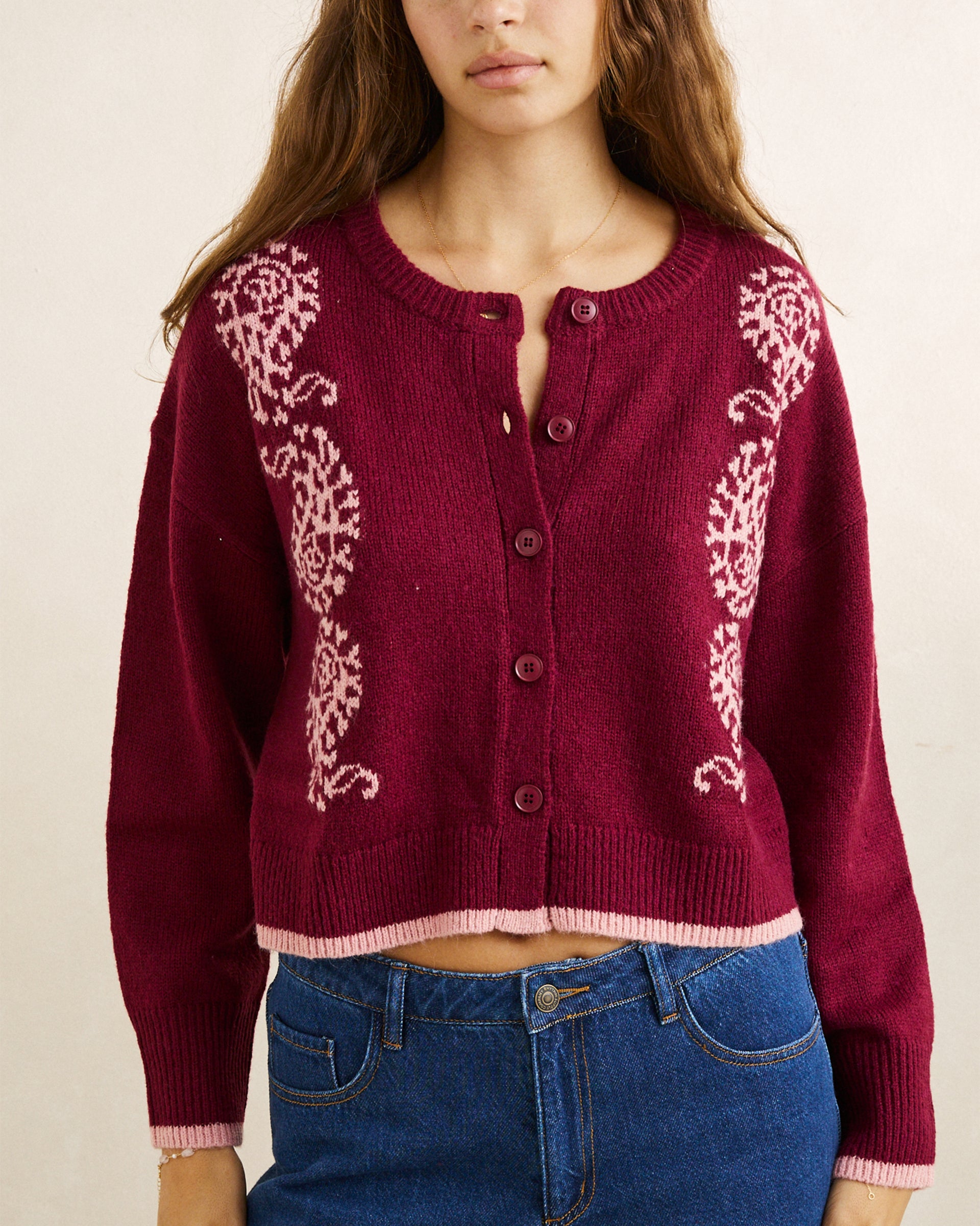 Rhythm Women's Sandy Crop Cardigan - Plum - $85.00 at Jack's Surfboards