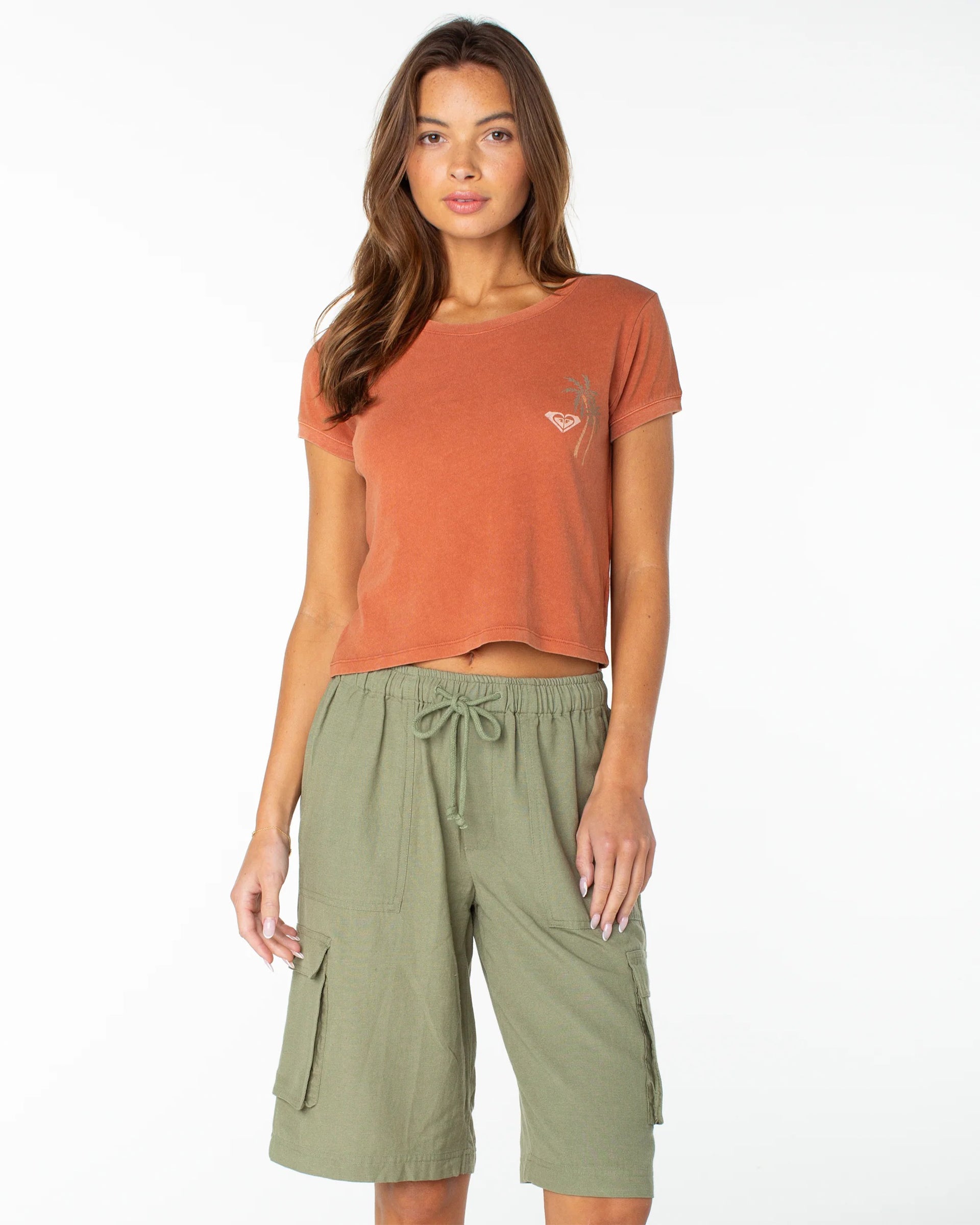 Women's Spanish Summer Cropped Baby Tee - Chutney
