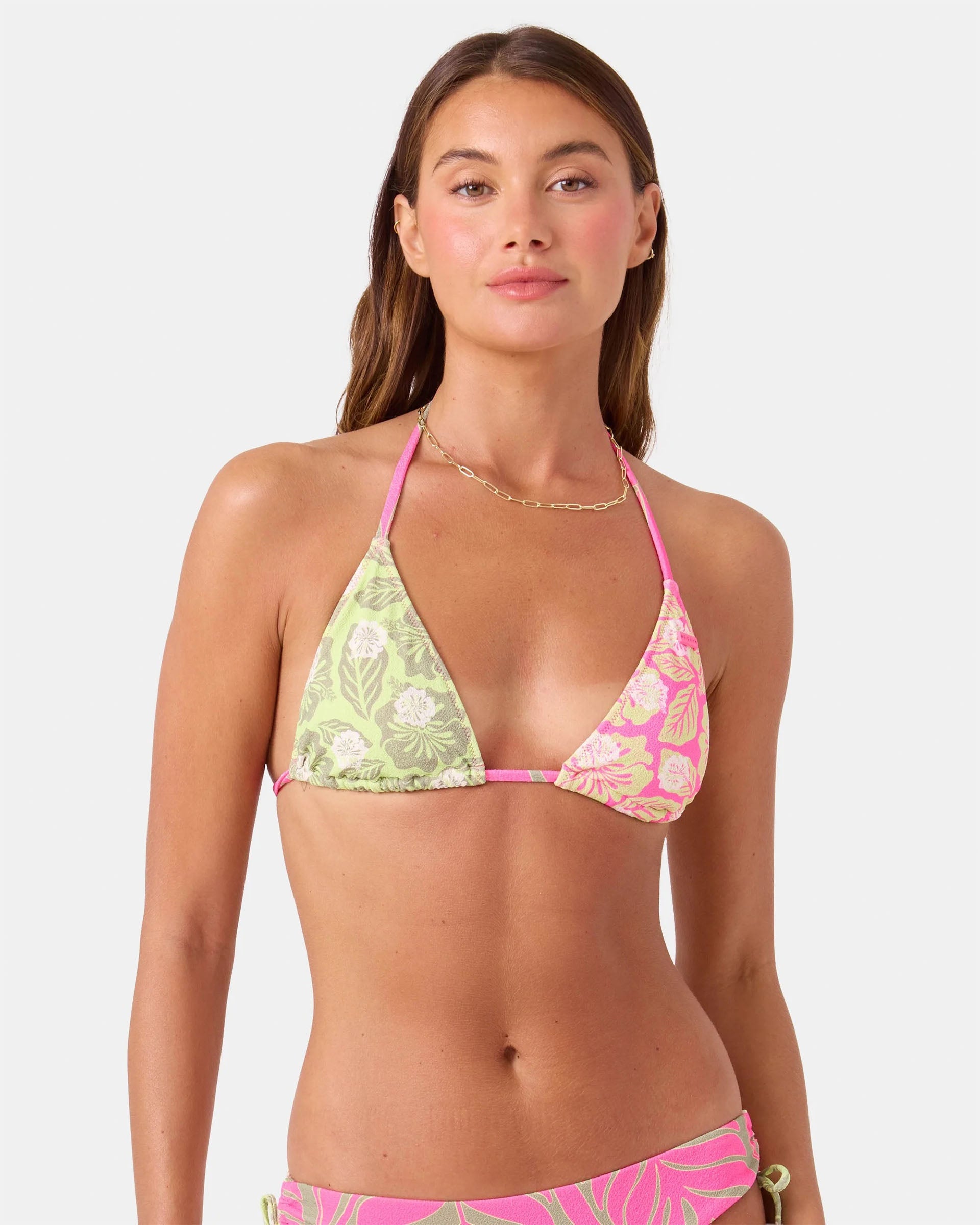 Roxy Women's Stay Wild Tiki Triangle Bikini Top - Pink Combo - $50.00 at Jack's Surfboards