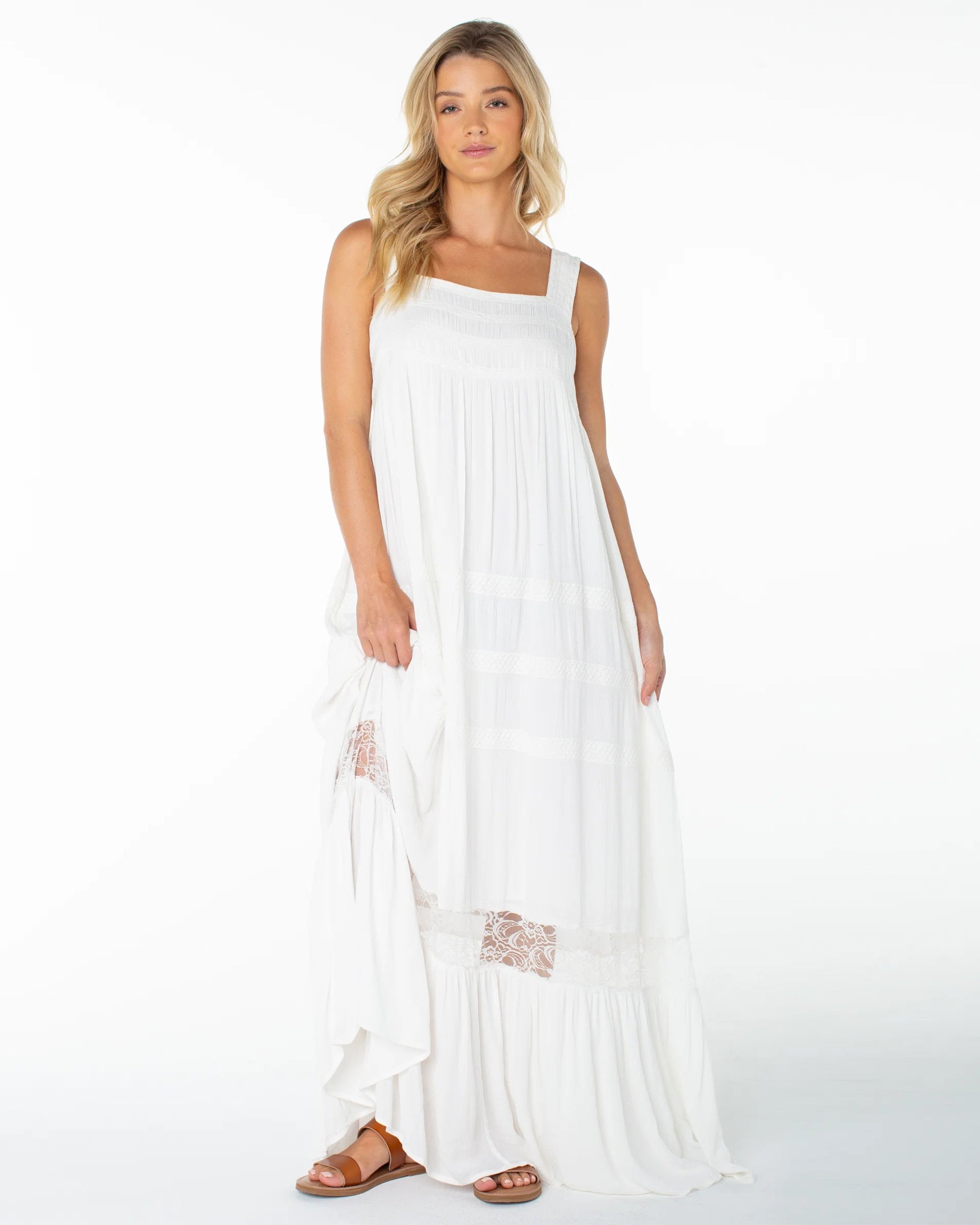 Women's Summer Wind Maxi Dress - Coconut Milk Solid