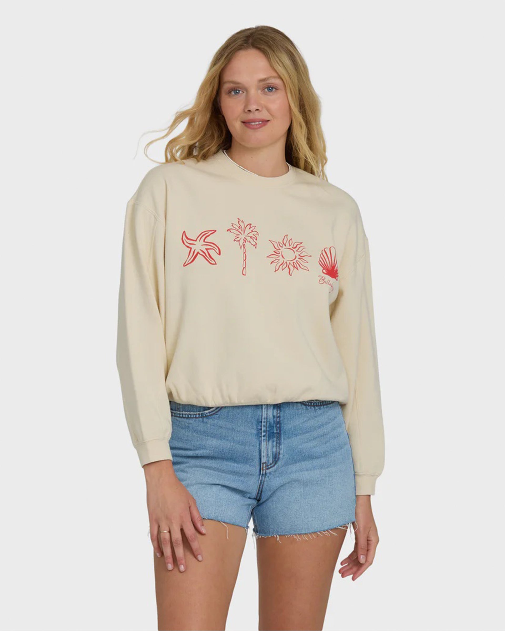 Billabong Women's Treasure Cay Crewneck Sweatshirt - White Cap - $65.95 at Jack's Surfboards