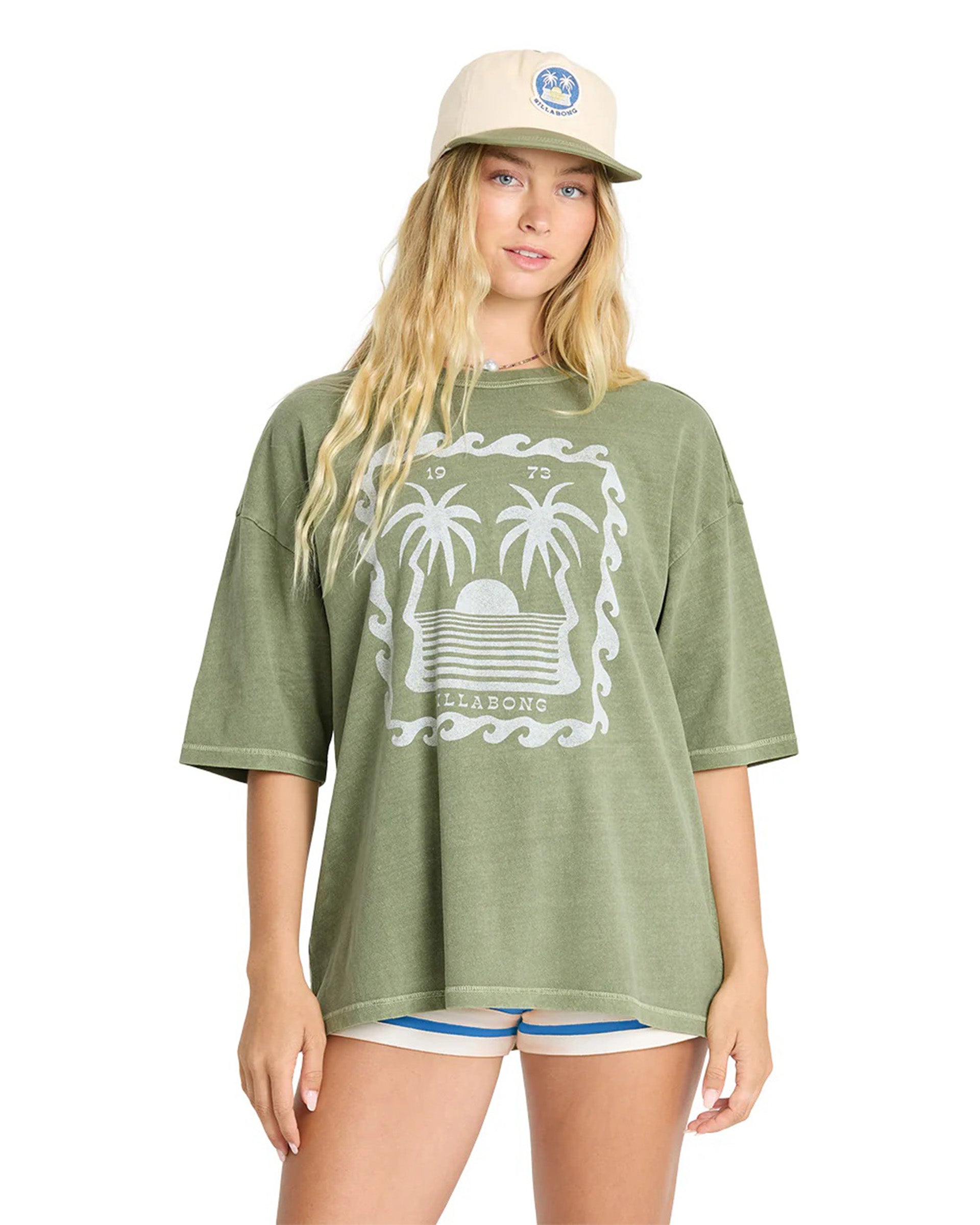 Women's Wave Stamp S/S T-Shirt - Army Green