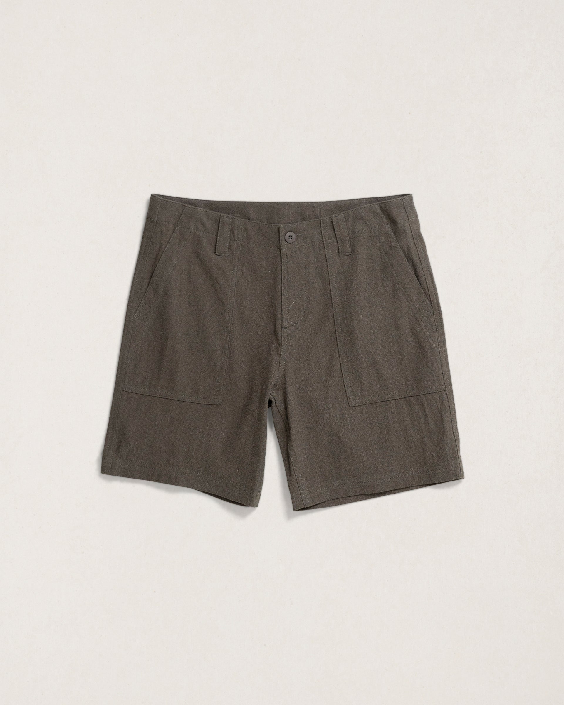 Worn Path Textured Linen Short - Olive