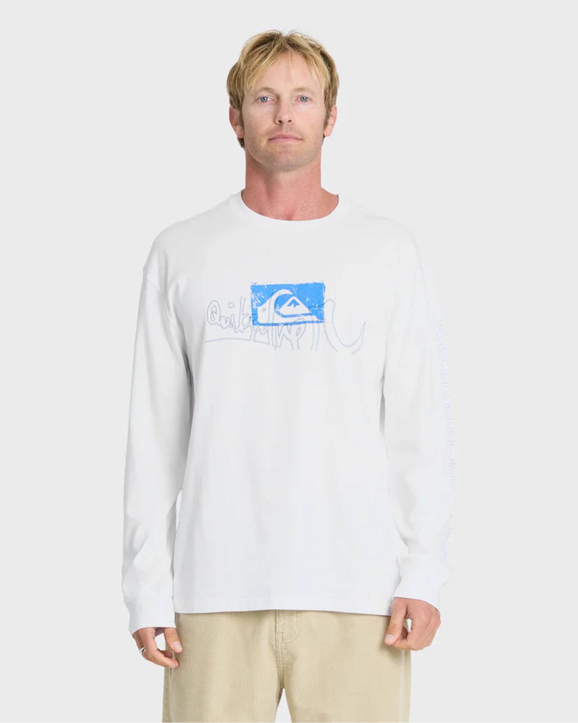 Young Guns Impaired Embellishment L/S T-Shirt - White