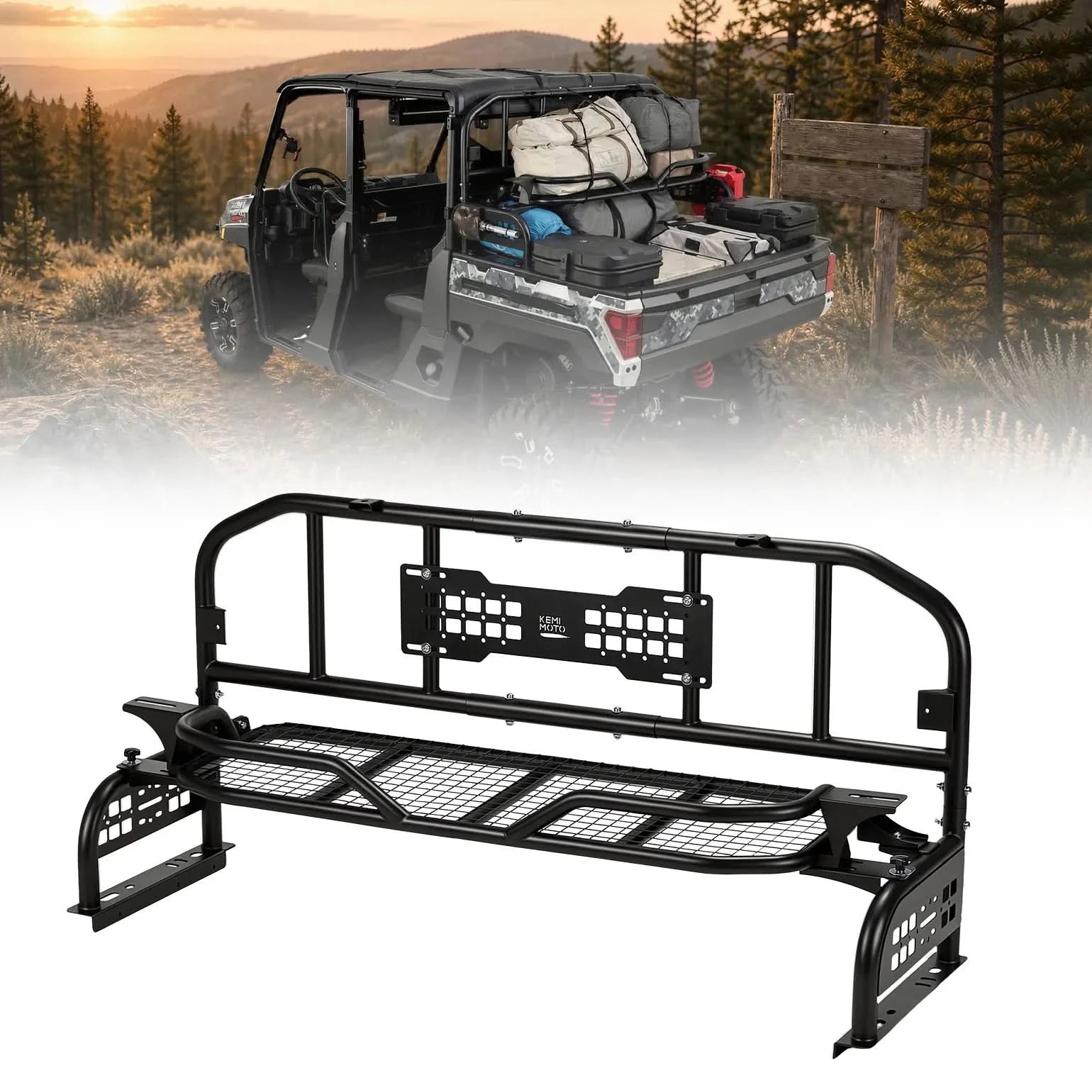 Kemimoto 2-in-1 Folding UTV Rear Rack and Cargo Basket for Can-Am Defender, CFMOTO UFORCE and Polaris Ranger XP 1000 - $599.99 at Kemimoto.com