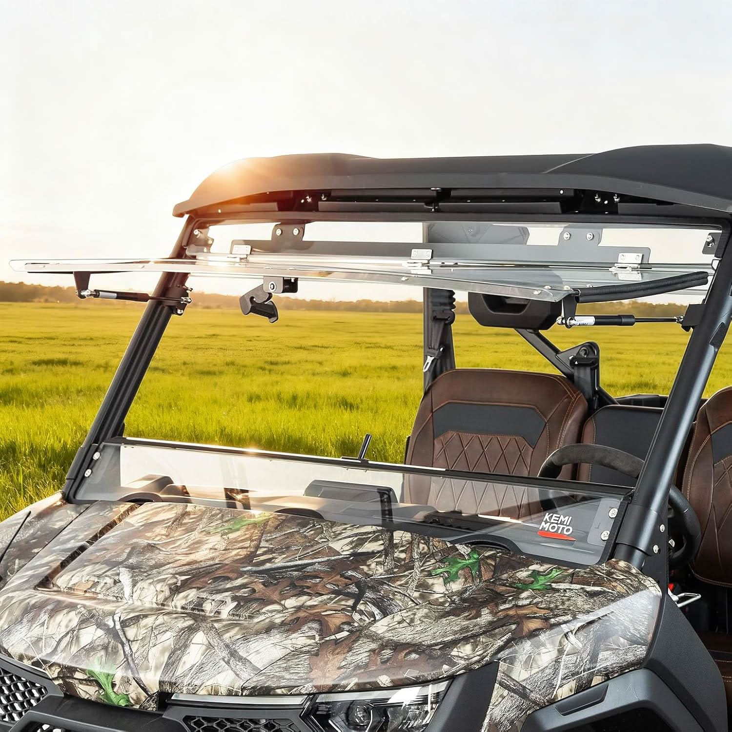Kemimoto 3-IN-1 Flip Windshield For CFMOTO UFORCE U10( Not Fit Grab Handle) - $389.99 at Kemimoto.com