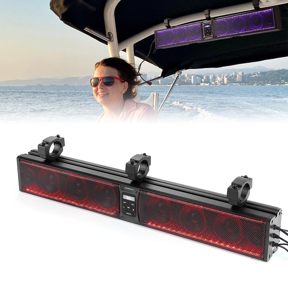 33 Inch 8-Speaker RGB Bluetooth Sound Bar for Boats