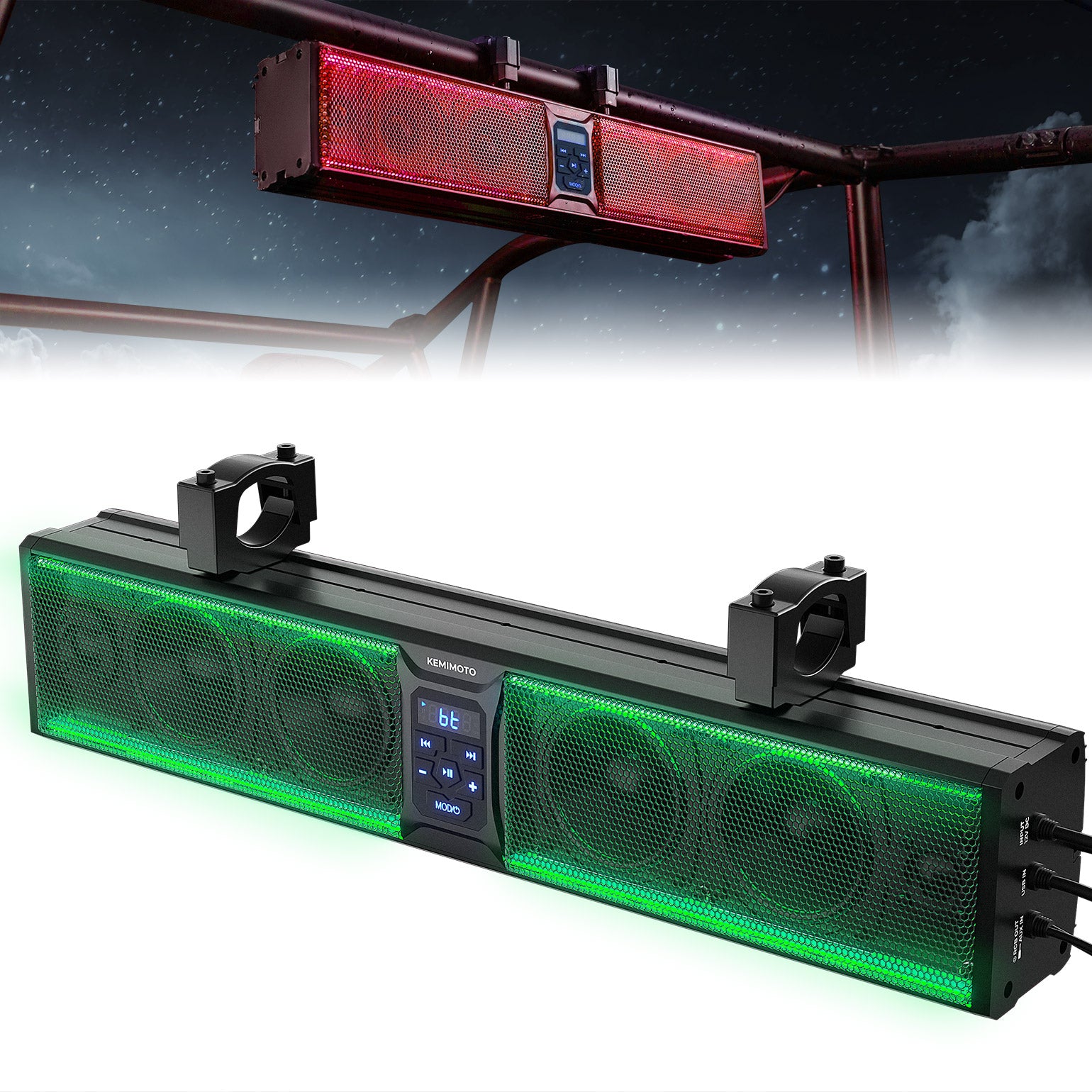 6 Speaker 26'' RGB Universal Sound Bar for Can Am Maverick X3/ RZR w/ 1.75''-2.25'' Roll Bar