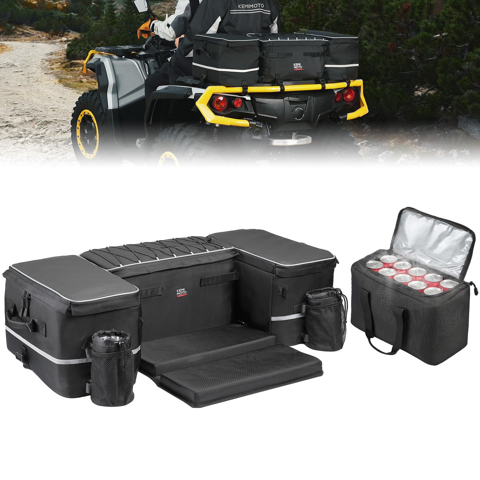 Kemimoto 71L ATV Rear Seat Storage Bag with Cooler & Removable Cushion for Polaris, Can-Am - $139.99 at Kemimoto.com