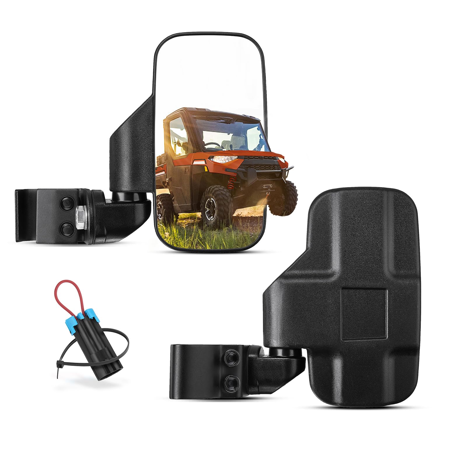 Kemimoto Adjustable Side Mirrors with Bypass for Ranger/ General/ Defender/ Maverick Trail - $42.99 at Kemimoto.com