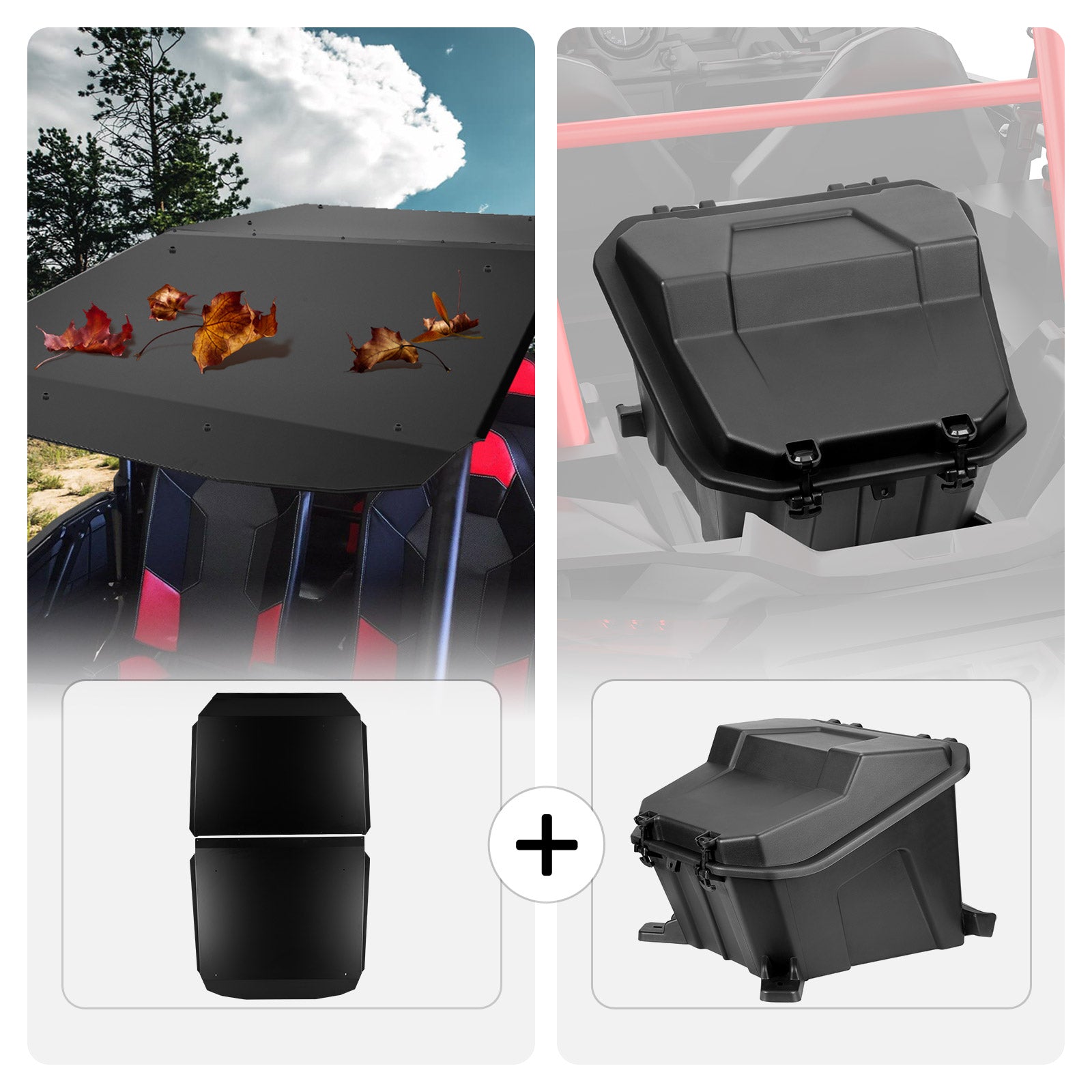 Aluminum Roof and Black Cargo Box for Polaris RZR