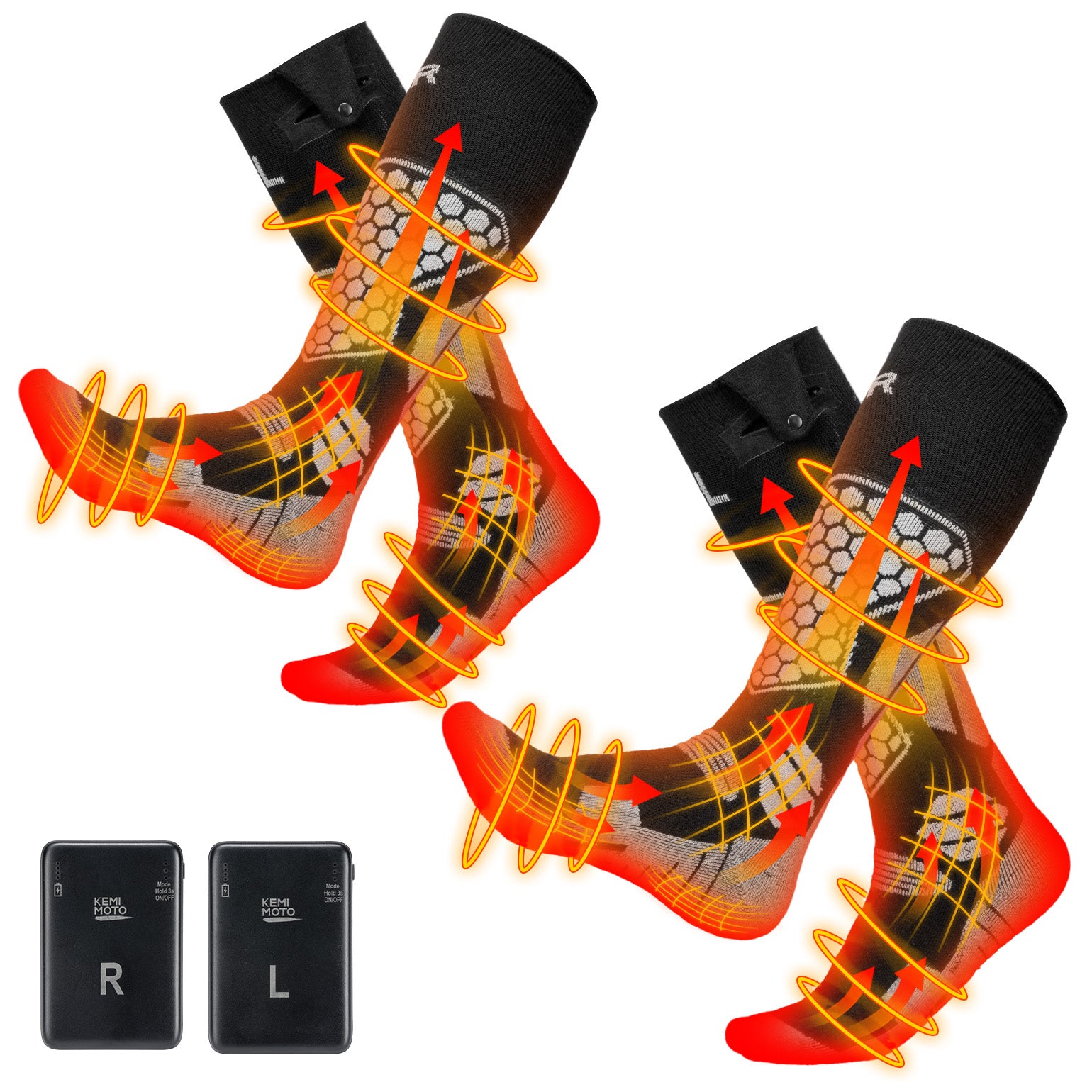 Kemimoto Black App-Controlled Heated Socks 2Pcs with 5000mAh Batteries - $89.99 at Kemimoto.com