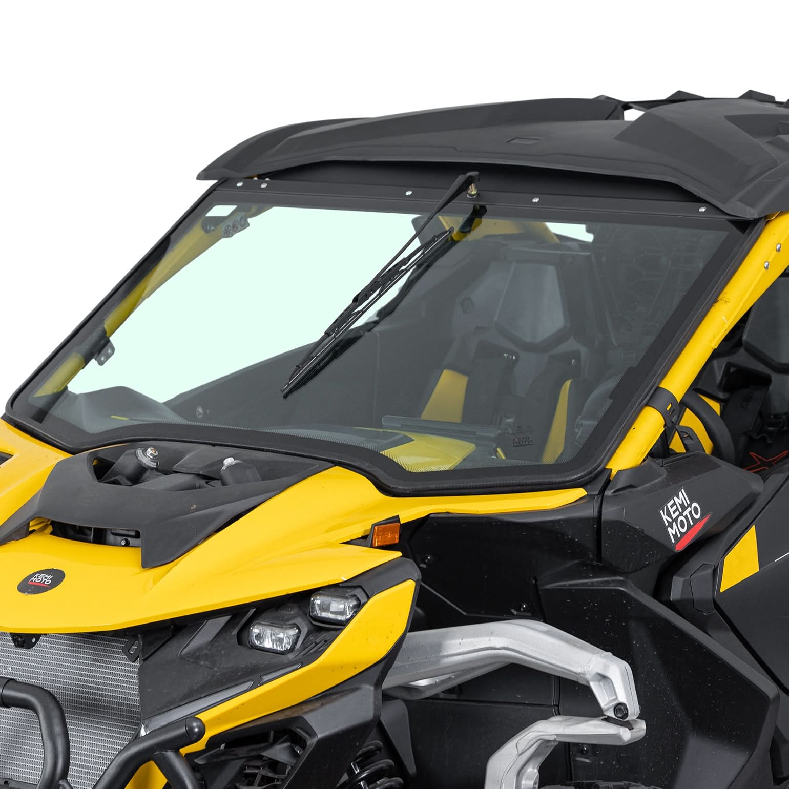 Kemimoto DOT Approved Full Glass Windshield for Can-Am Maverick R / RS / Max 2024–2026 with Wiper - $649.99 at Kemimoto.com