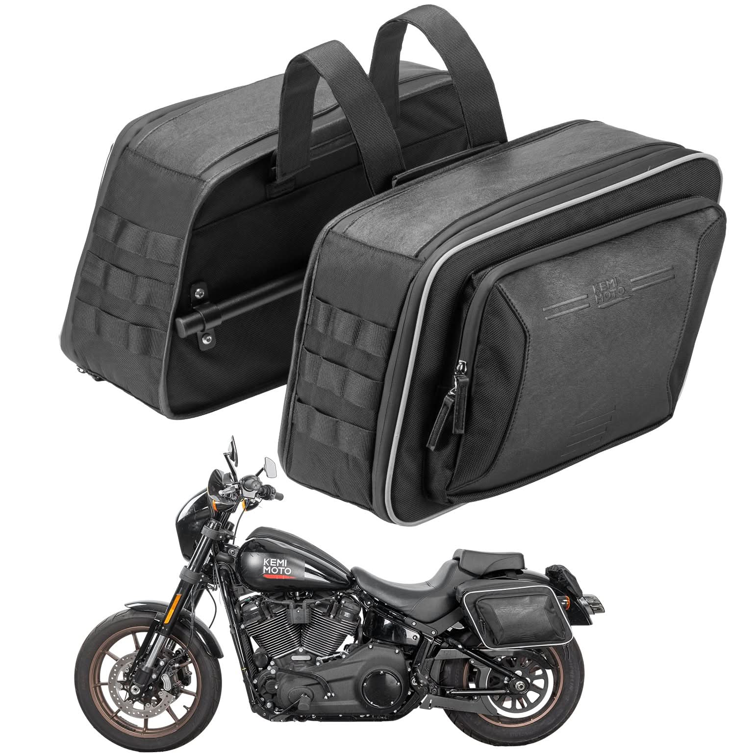 Kemimoto Expandable Saddlebags For Motorcycle Cruiser - $130.99 at Kemimoto.com