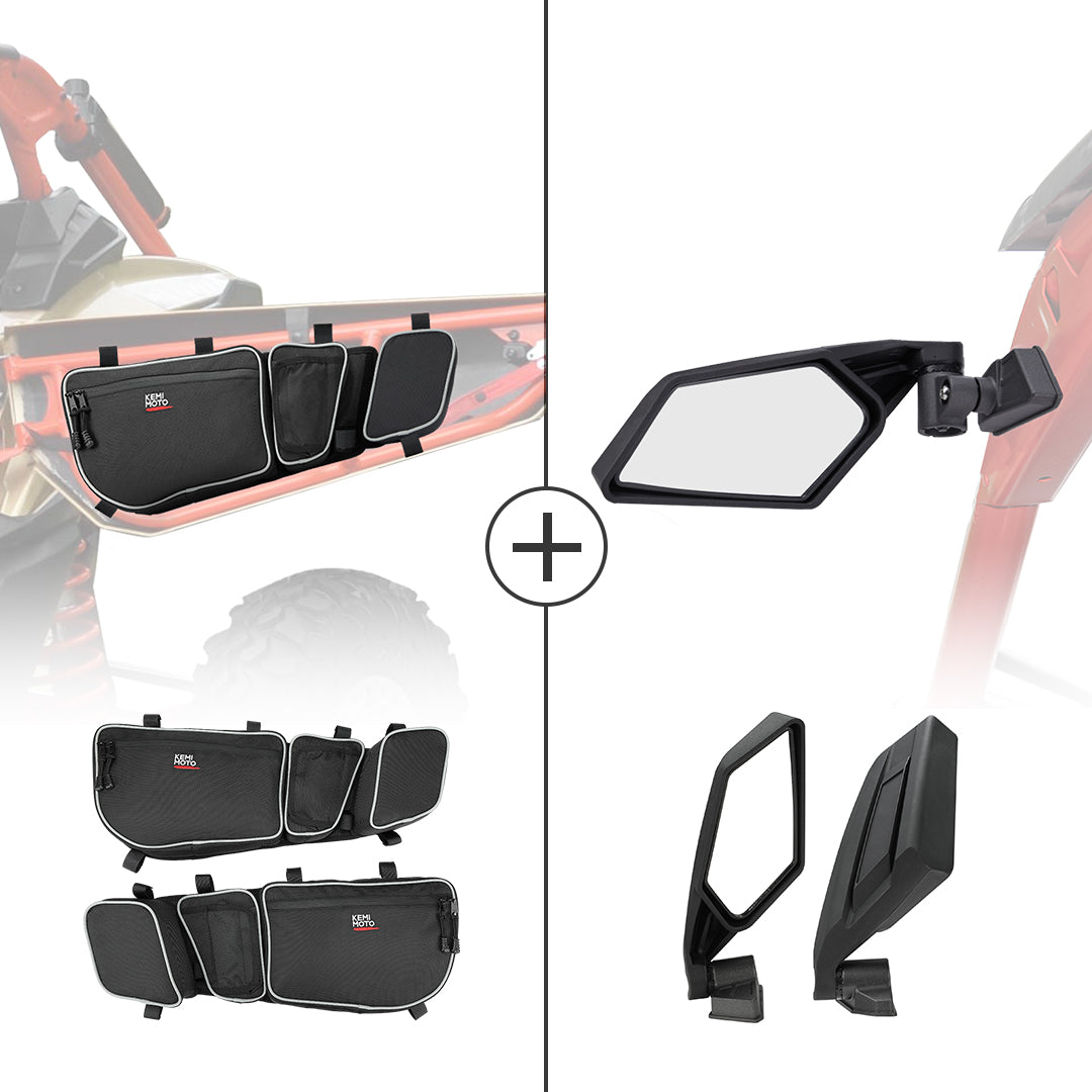 KEMIMOTO Front Door Storage Bags & Side View Mirror for Can-Am Maverick X3 - $129.98 at Kemimoto.com