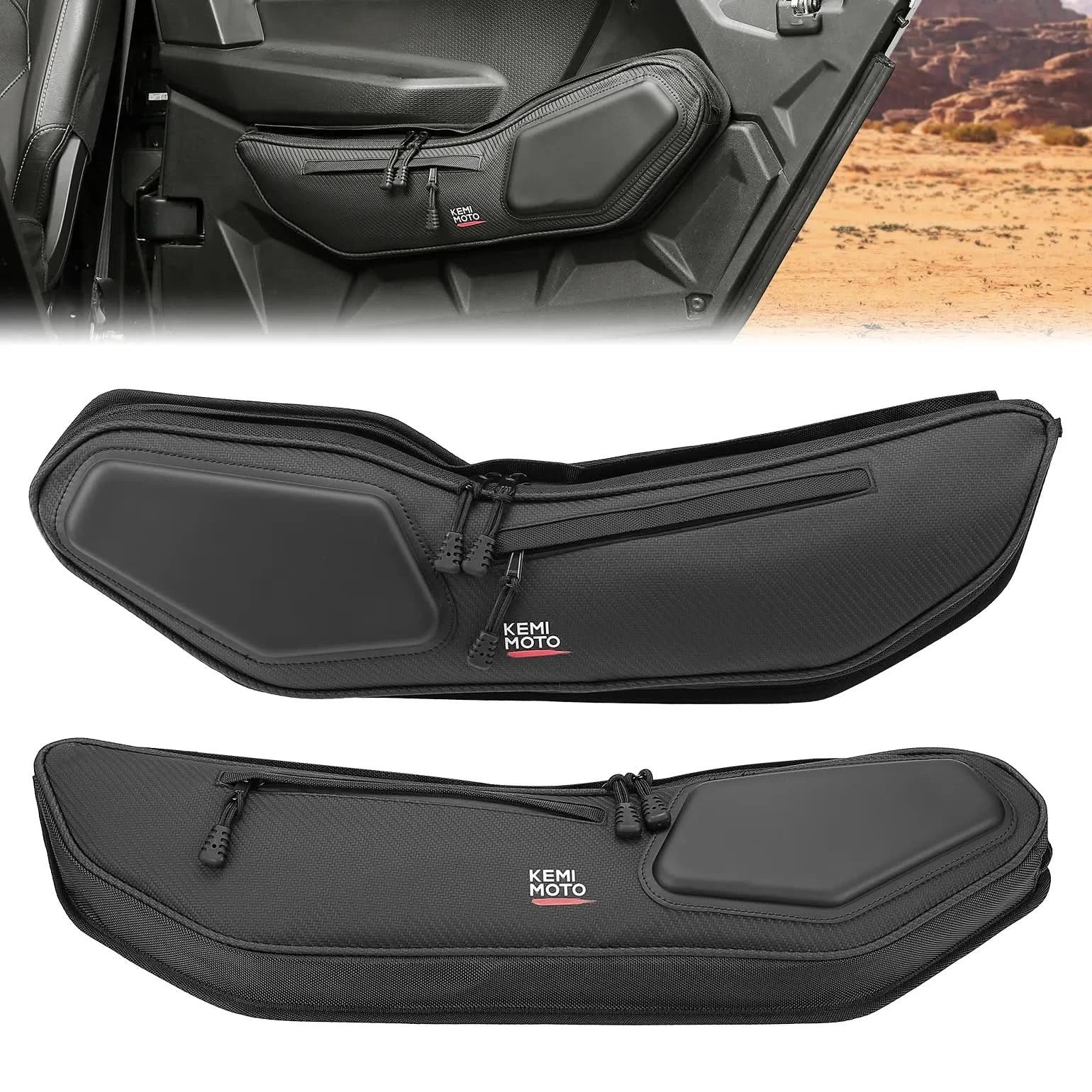 Kemimoto Front Door Storage Bags with 5mm Knee Pads for Polaris RZR Pro XP / Pro R / Pro S 2025-2026 - $119.99 at Kemimoto.com