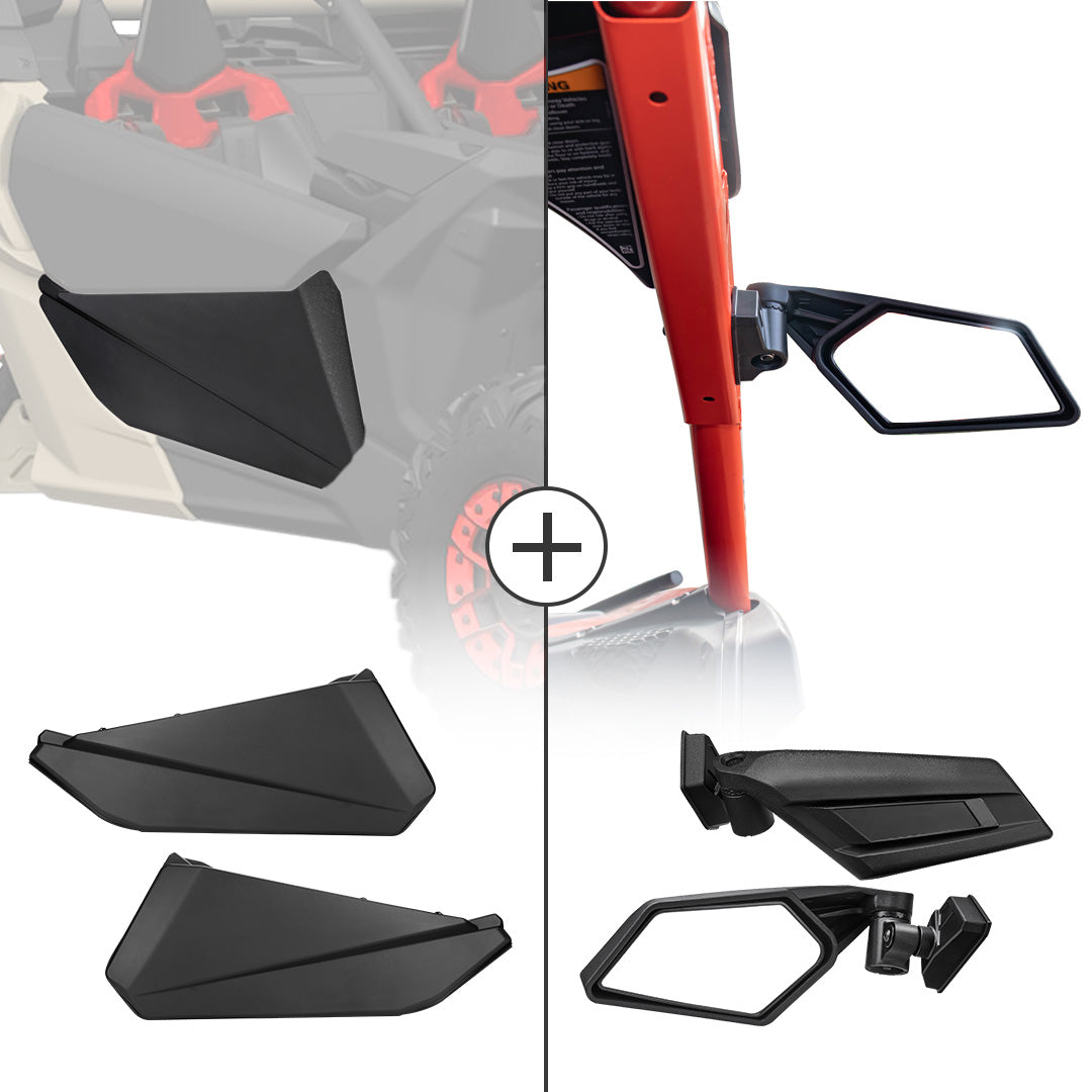 KEMIMOTO Front Lower Door Inserts & UTV Side View Mirror For Can-Am Maverick X3 - $199.99 at Kemimoto.com