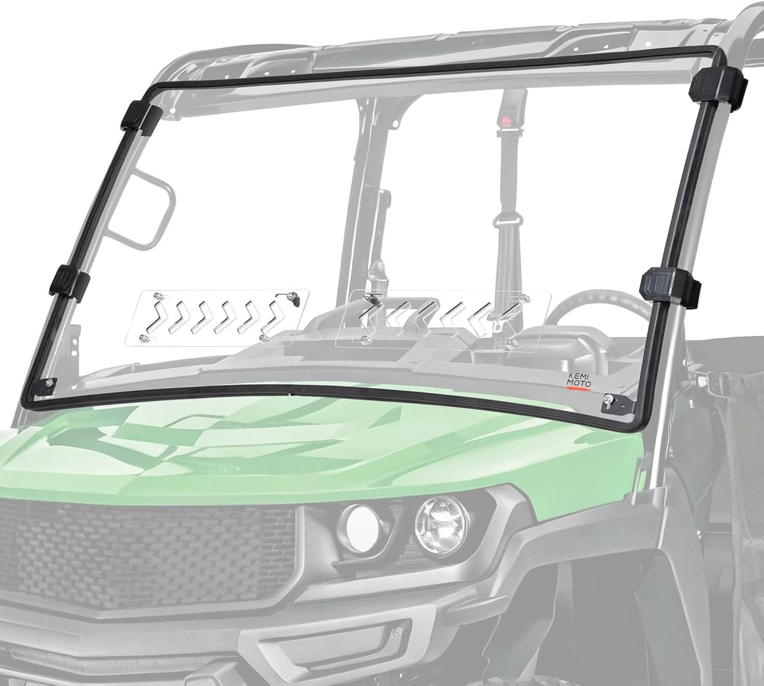 Kemimoto Front Vented Full Windshield, Hard-Coated for 2018+ John Deere Gator XUV 835E/M & 865E/M - $279.99 at Kemimoto.com