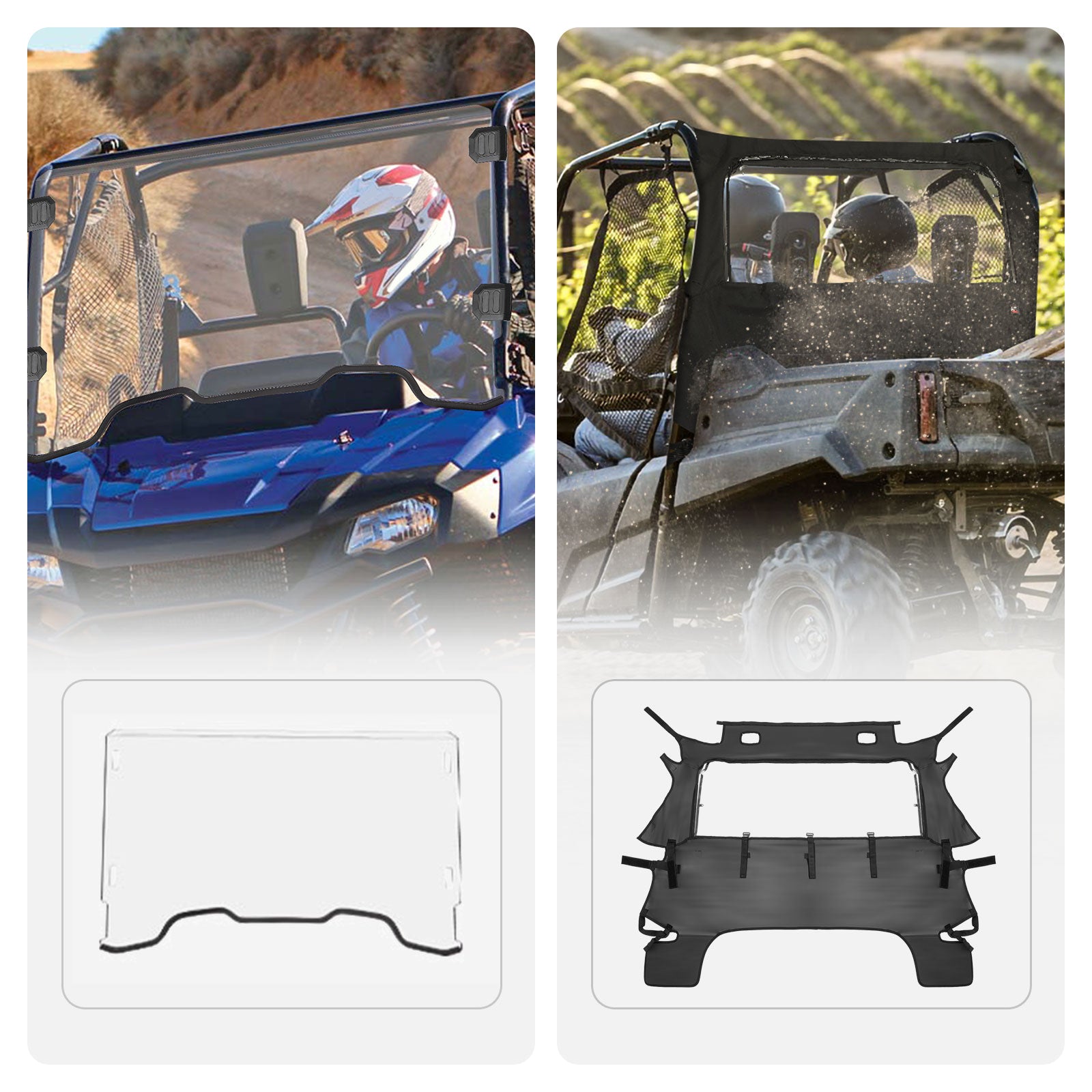 Front Windshield & Rear Panel with Open Window For Pioneer 700/ 700-4 2014-2023