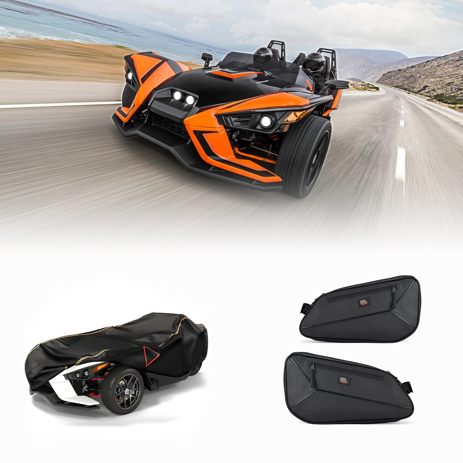 Kemimoto Full Cover & 2pcs Side Door Bags for Polaris Slingshot - $189.98 at Kemimoto.com