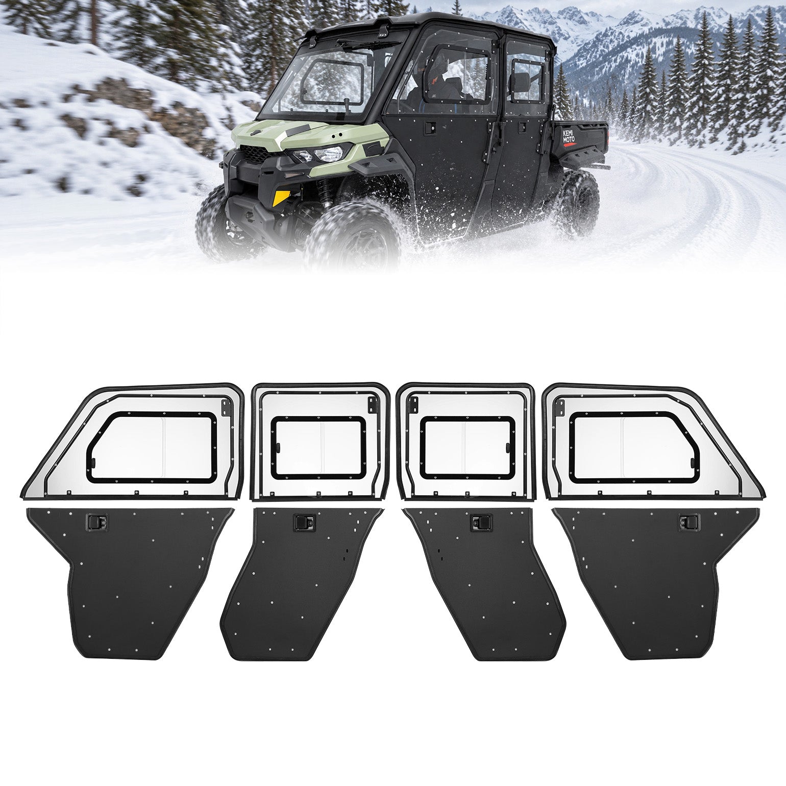 Kemimoto Hard Cab Enclosure with Sliding Windows Fits Can-Am Defender MAX  (2017–2026) - $2799.99 at Kemimoto.com