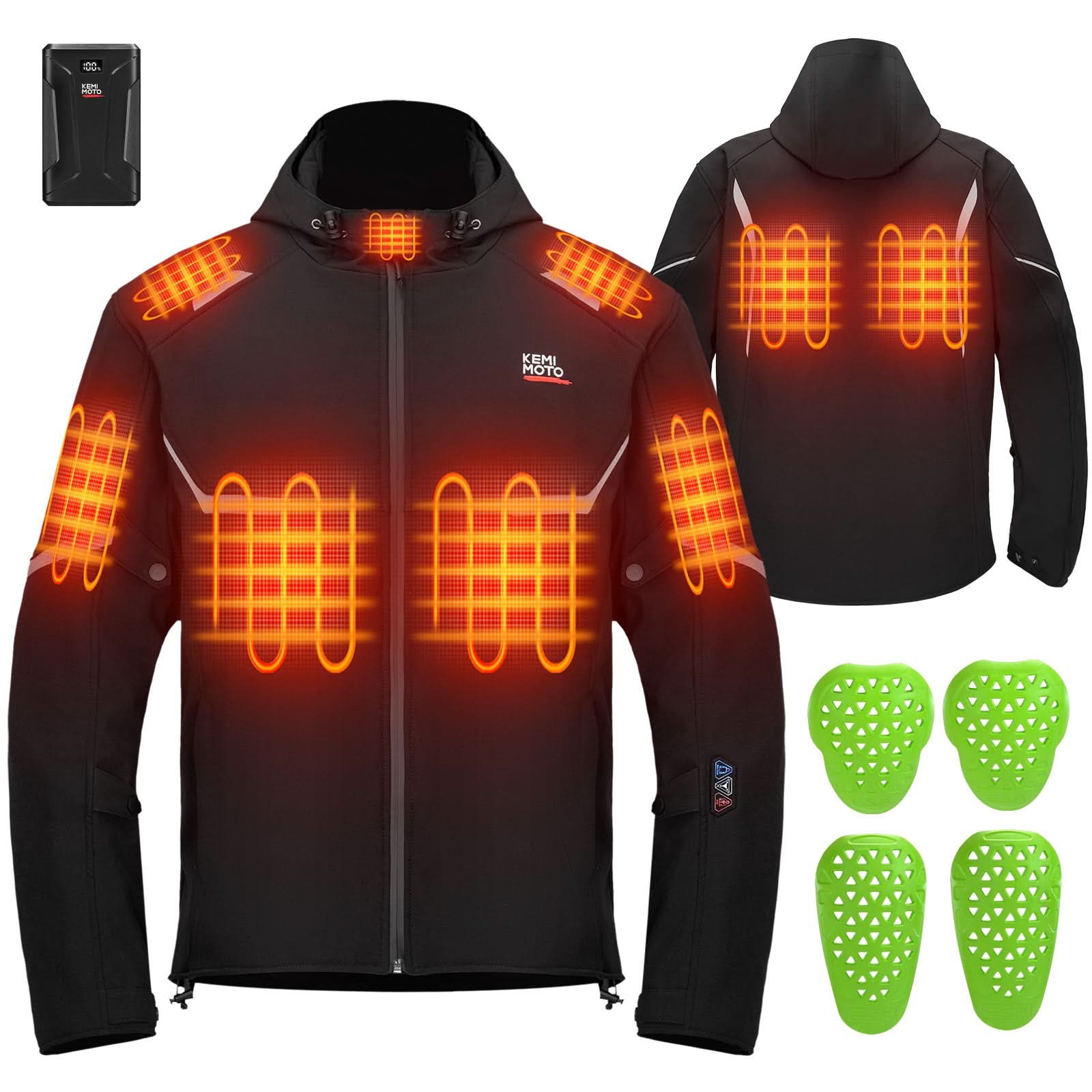 Heated Jacket with 10000 mAh Battery for Motorcycle Outdoor Hiking