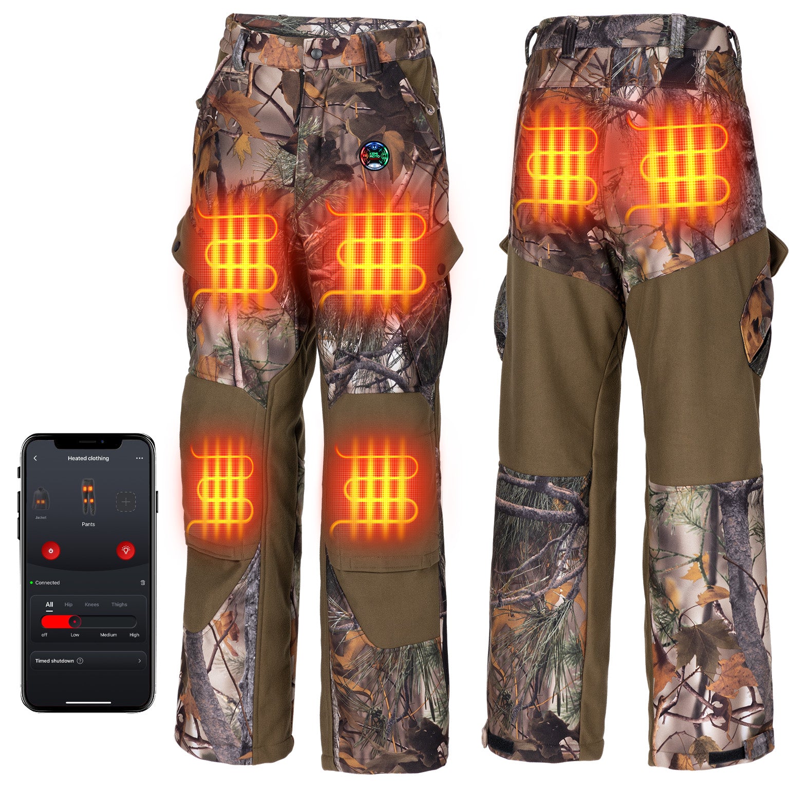 Heated Pants Padded Knees Design for Hunting Hiking Camping