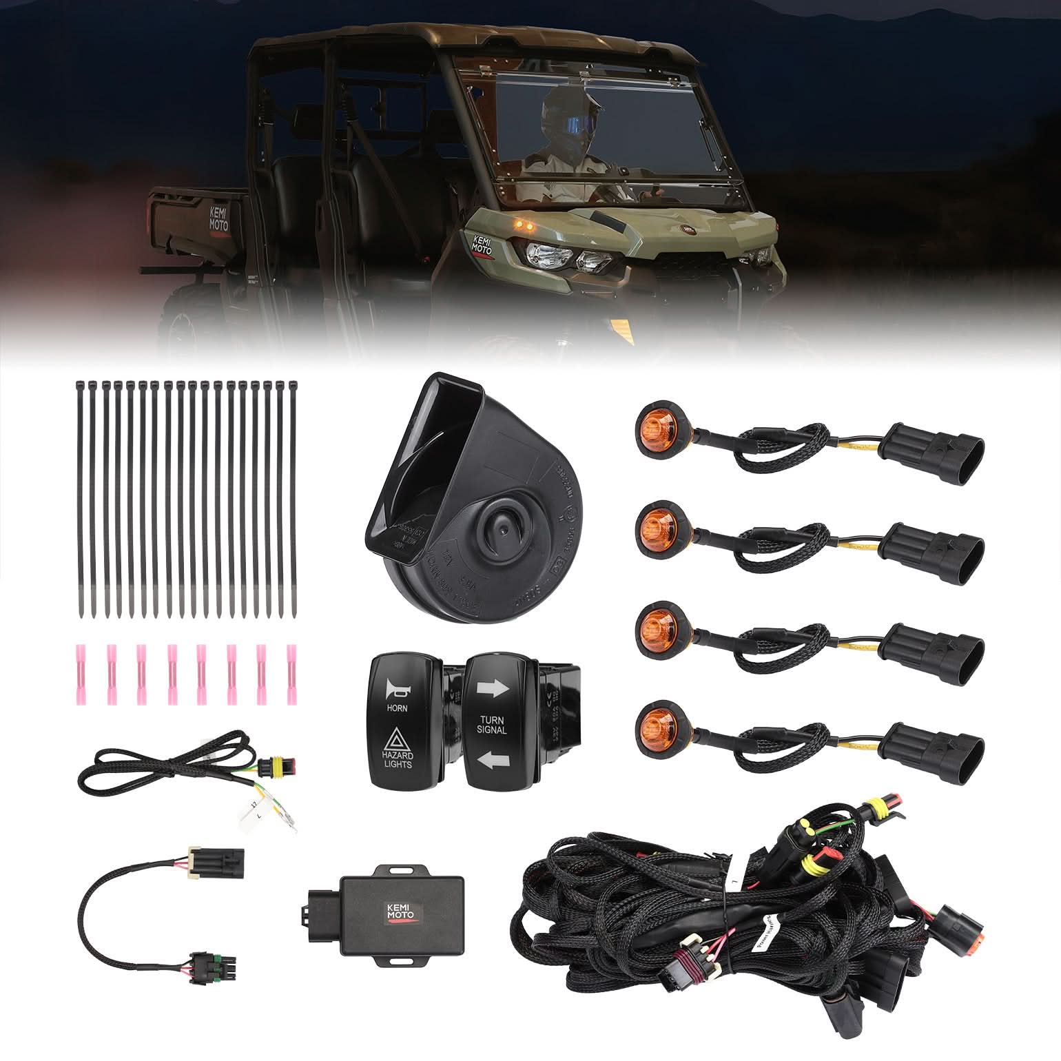 Kemimoto KEMIMOTO Turn Signal Kit For 2020+ Can-Am Defender - $209.99 at Kemimoto.com