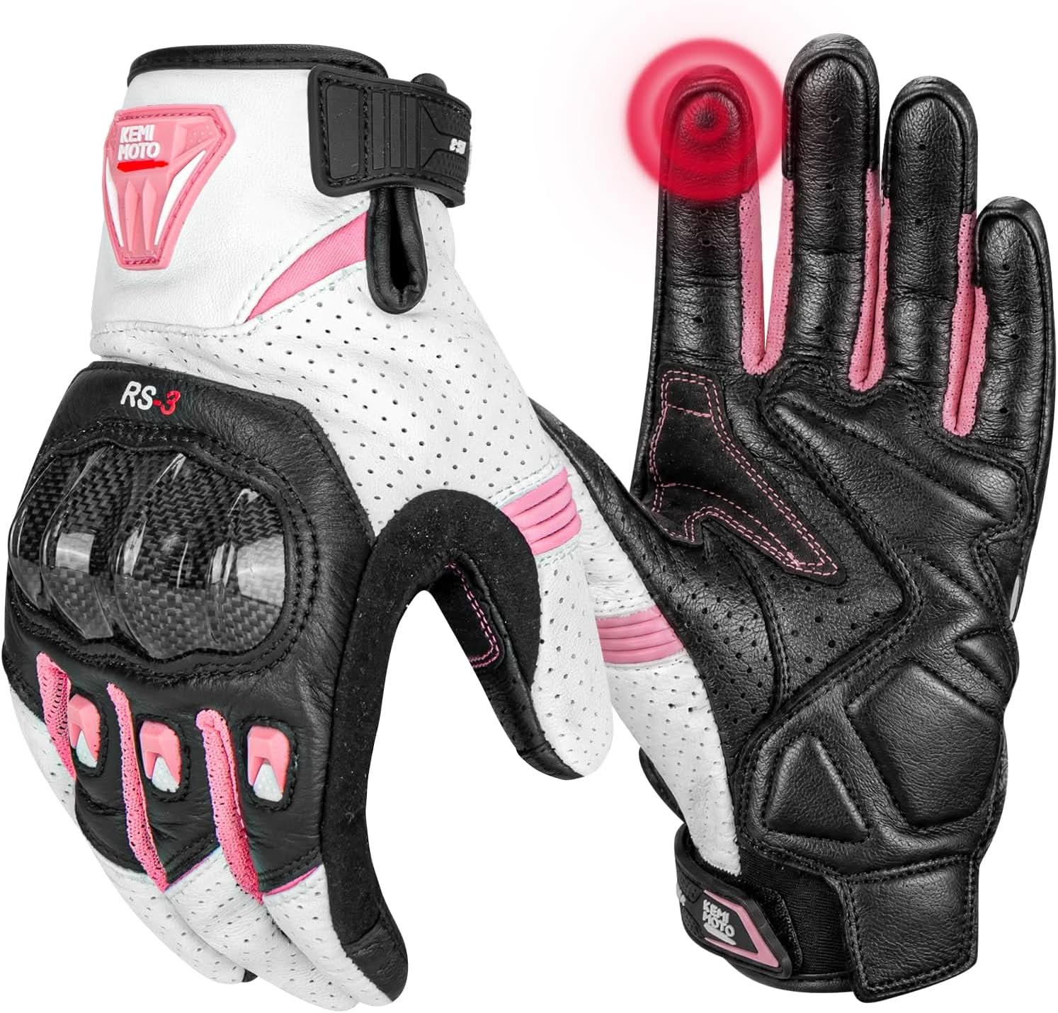 Kemimoto Leather Motorcycle Gloves for Women with Touchscreen - $40.99 at Kemimoto.com