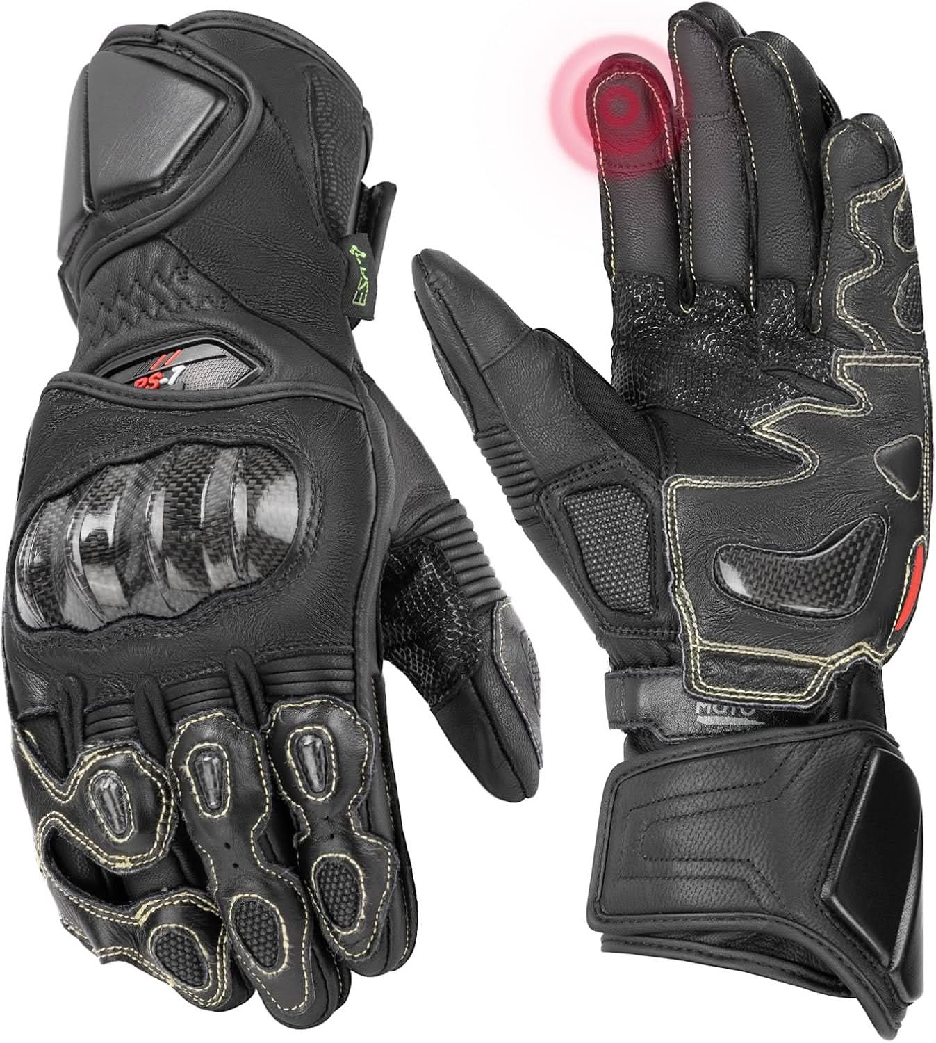 Leather Motorcycle Gloves with Kevlar & Carbon Fiber Protection
