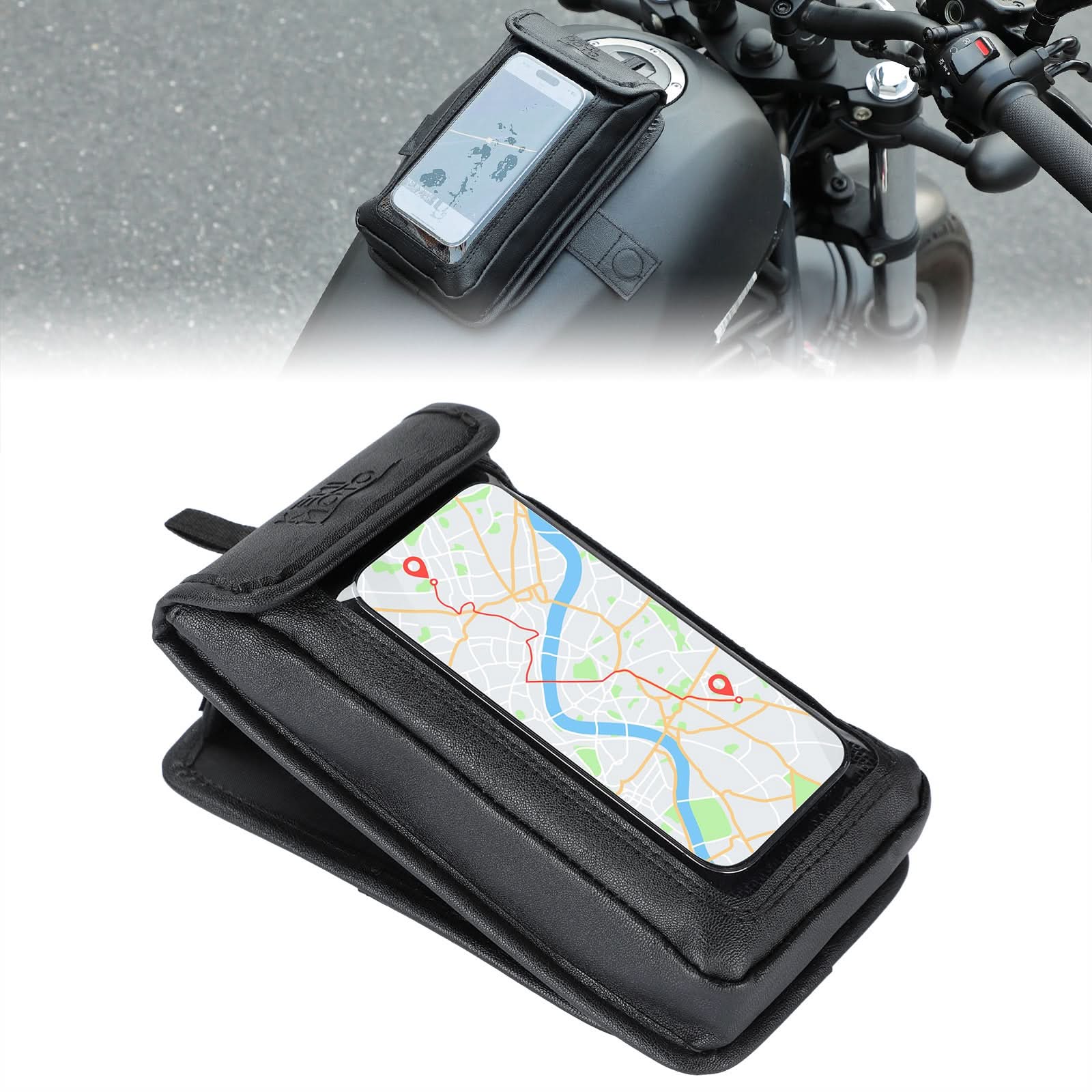 Kemimoto Magnetic PU Leather Motorcycle Tank Phone Bag, 6.9 Inch - $36.99 at Kemimoto.com