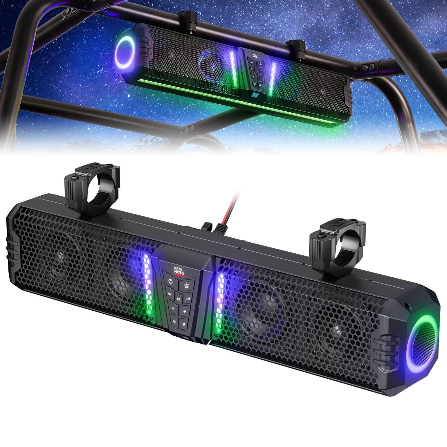 Kemimoto Midnight 60 Gen1.5 Metal UTV Soundbar 26" – Bluetooth & RGB Lights, Waterproof 2026 for Golf Cart/ATV/Polaris - $199.99 at Kemimoto.com