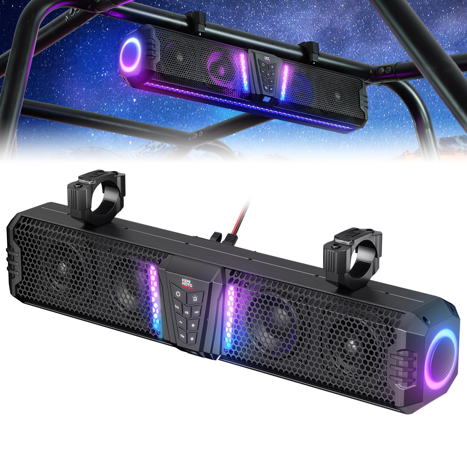 KEMIMOTO Midnight 60 26" 4-Speaker UTV Bluetooth Sound Bar w/RGB Lighting
