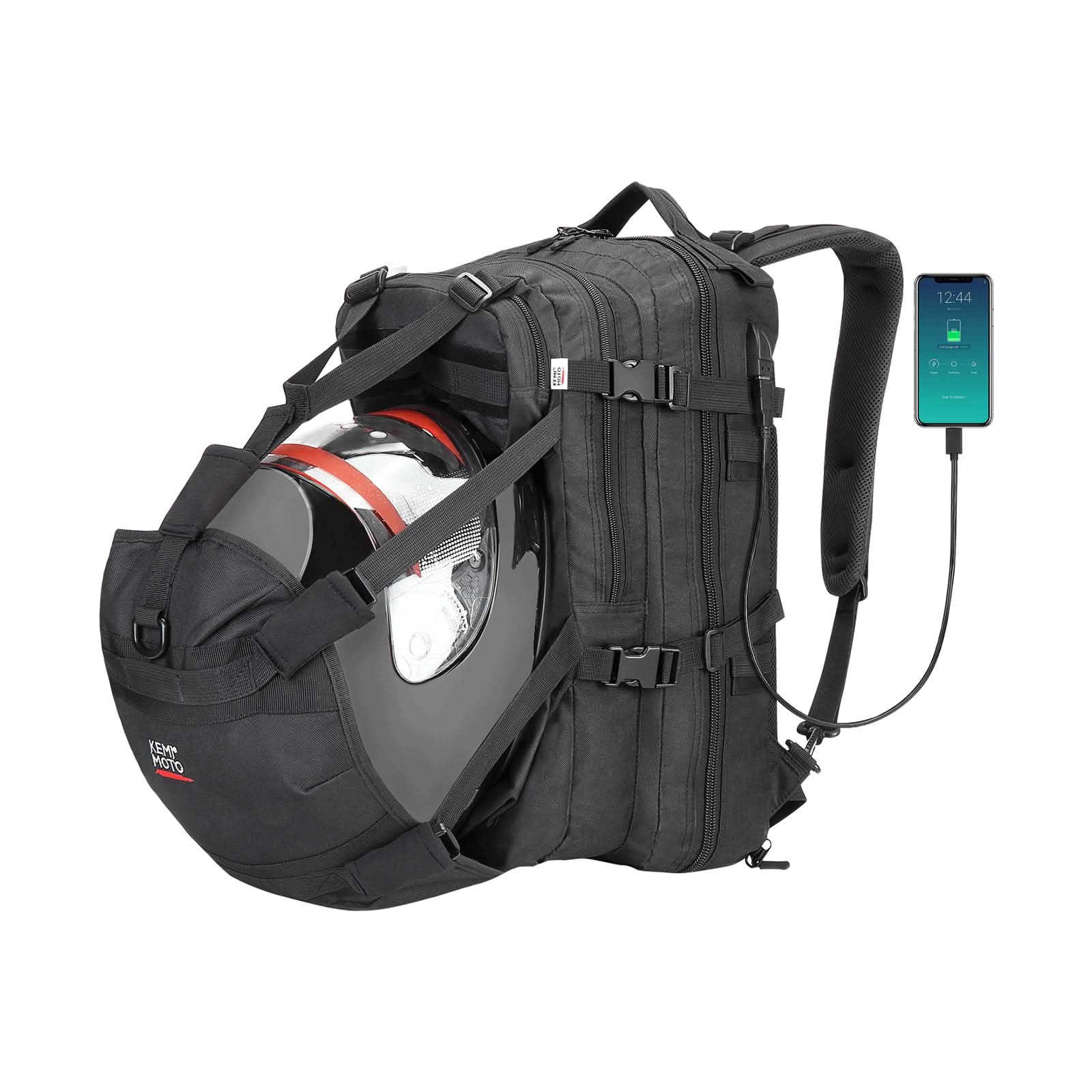 Kemimoto 37L Motorcycle Helmet Backpack with USB-charge Port - $54.99 at Kemimoto.com