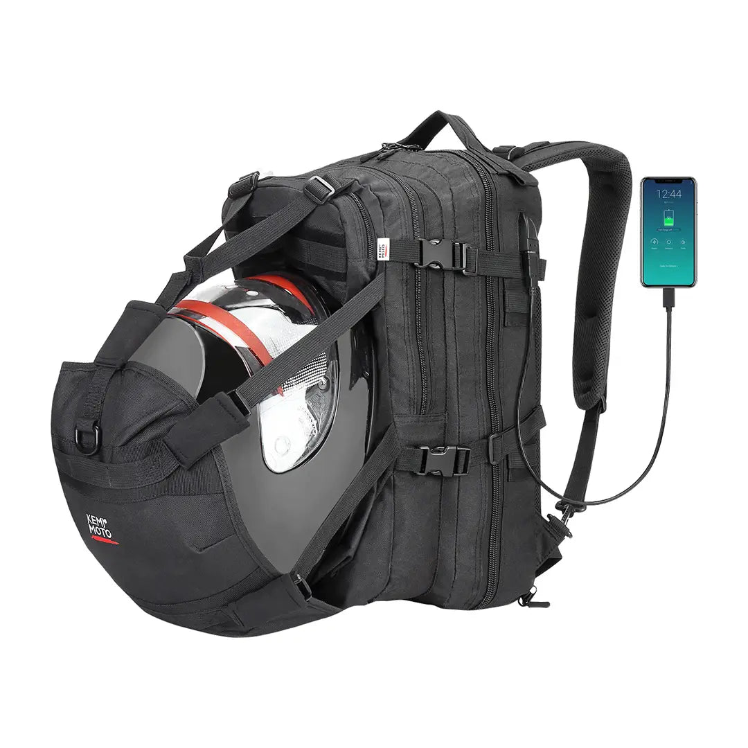 Kemimoto Motorcycle 37L Helmet Backpack with USB-charge Port - $54.99 at Kemimoto.com